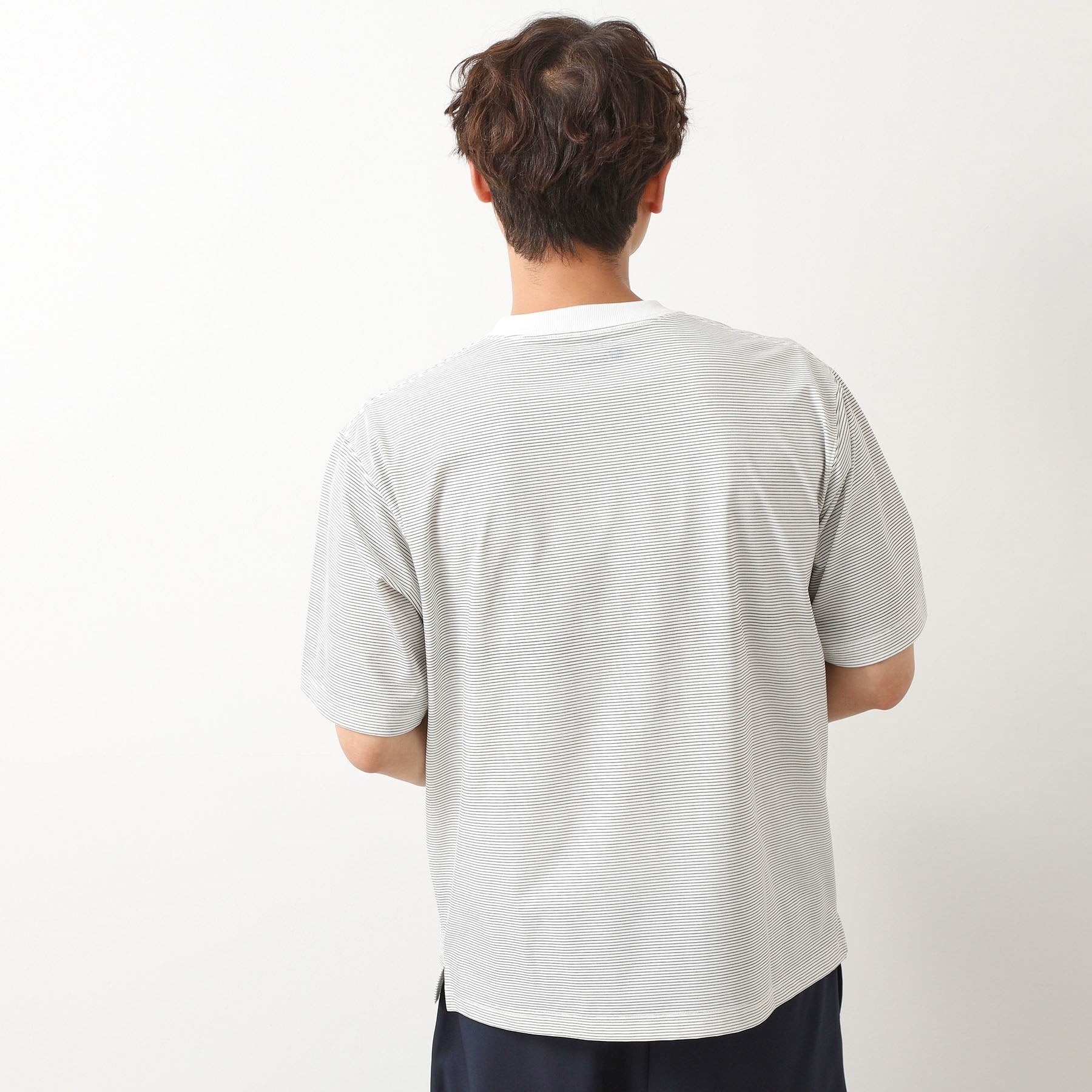 ザ ショップ ティーケー(メンズ) THE SHOP TK(Men) パーフェクテックボーダー半袖Tシャツ 【接触冷感／吸水速乾／UVカット／洗濯機OK】 （オフホワイト(303)） オフホワイト(303)