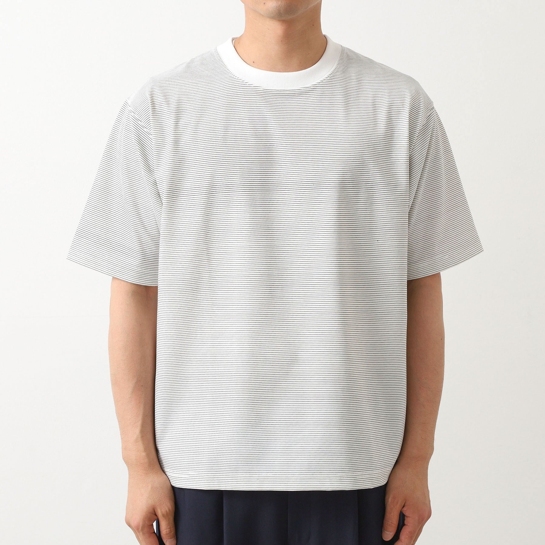 ザ ショップ ティーケー(メンズ) THE SHOP TK(Men) パーフェクテックボーダー半袖Tシャツ 【接触冷感／吸水速乾／UVカット／洗濯機OK】 （オフホワイト(303)） オフホワイト(303)