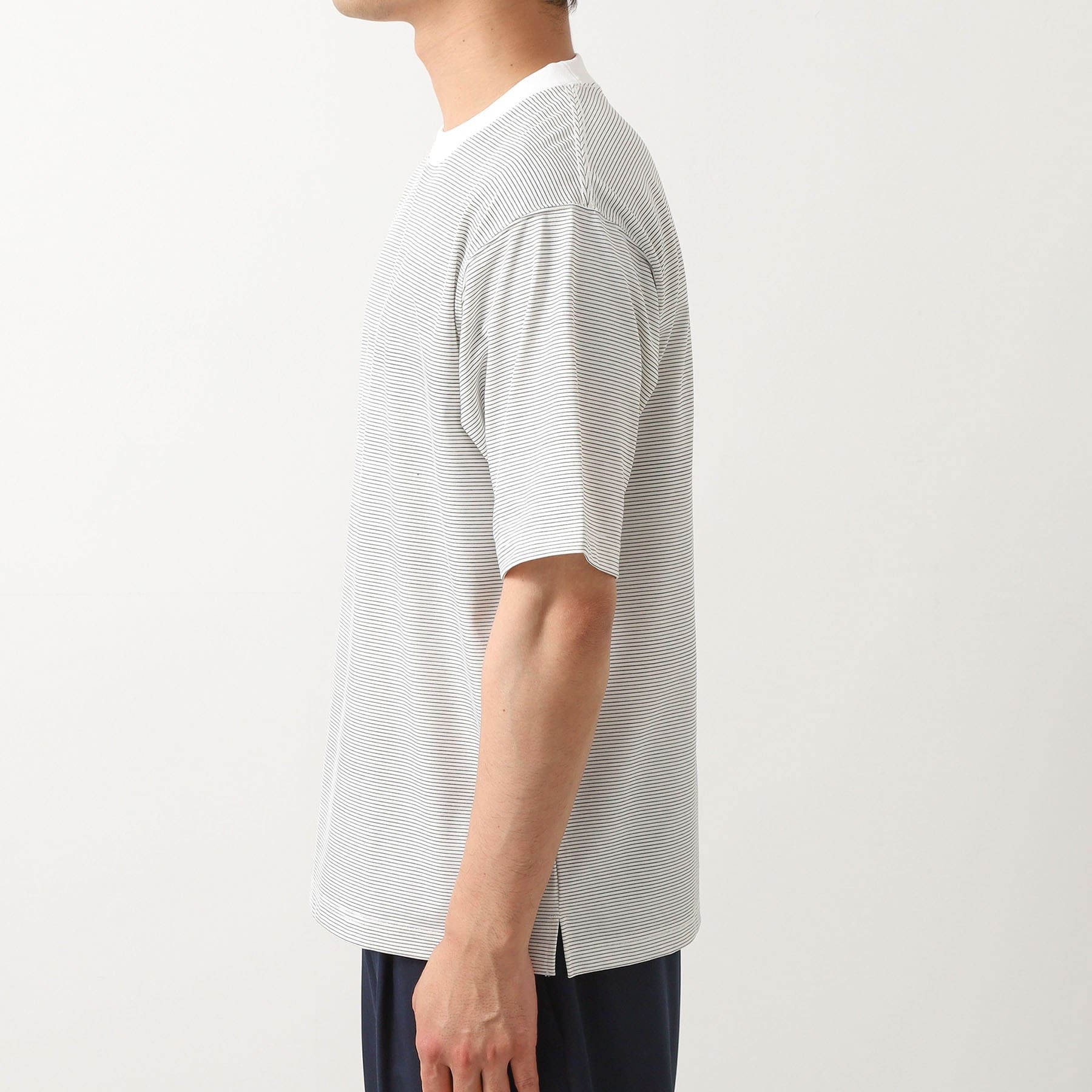 ザ ショップ ティーケー(メンズ) THE SHOP TK(Men) パーフェクテックボーダー半袖Tシャツ 【接触冷感／吸水速乾／UVカット／洗濯機OK】 （オフホワイト(303)） オフホワイト(303)