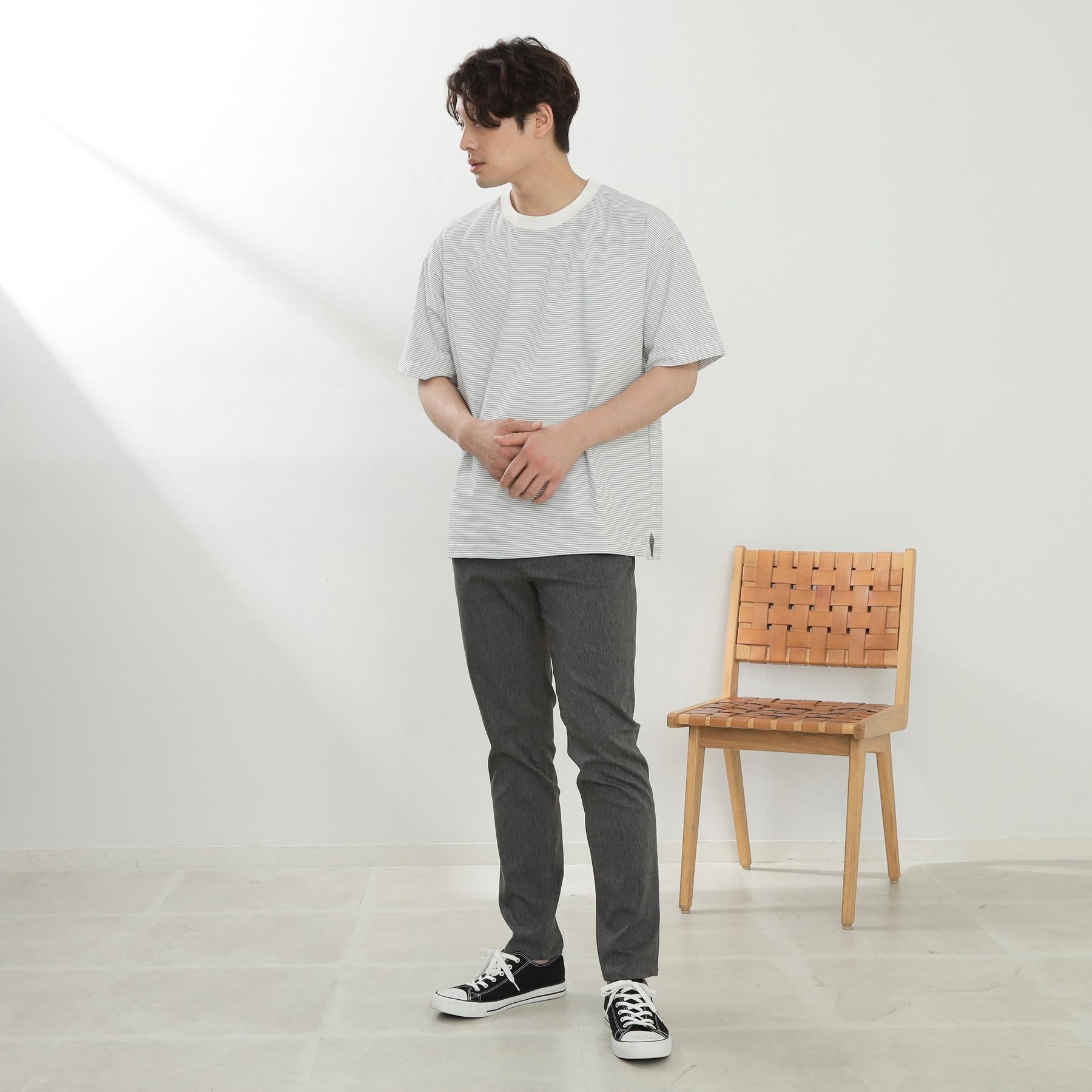 ザ ショップ ティーケー(メンズ) THE SHOP TK(Men) パーフェクテックボーダー半袖Tシャツ 【接触冷感／吸水速乾／UVカット／洗濯機OK】 （オフホワイト(303)） オフホワイト(303)