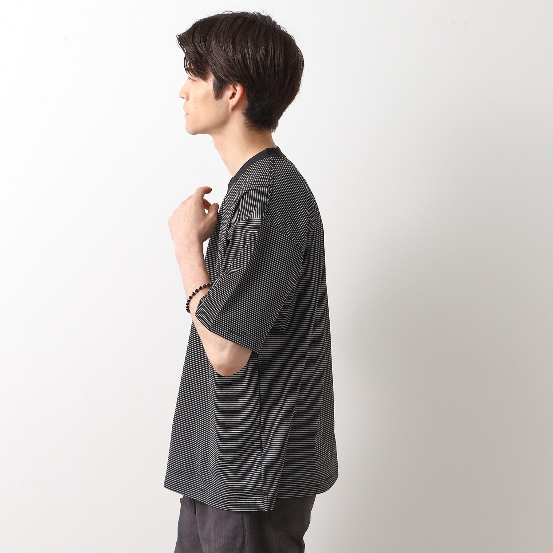 ザ ショップ ティーケー(メンズ) THE SHOP TK(Men) パーフェクテックボーダー半袖Tシャツ 【接触冷感／吸水速乾／UVカット／洗濯機OK】 （オフホワイト(303)） オフホワイト(303)