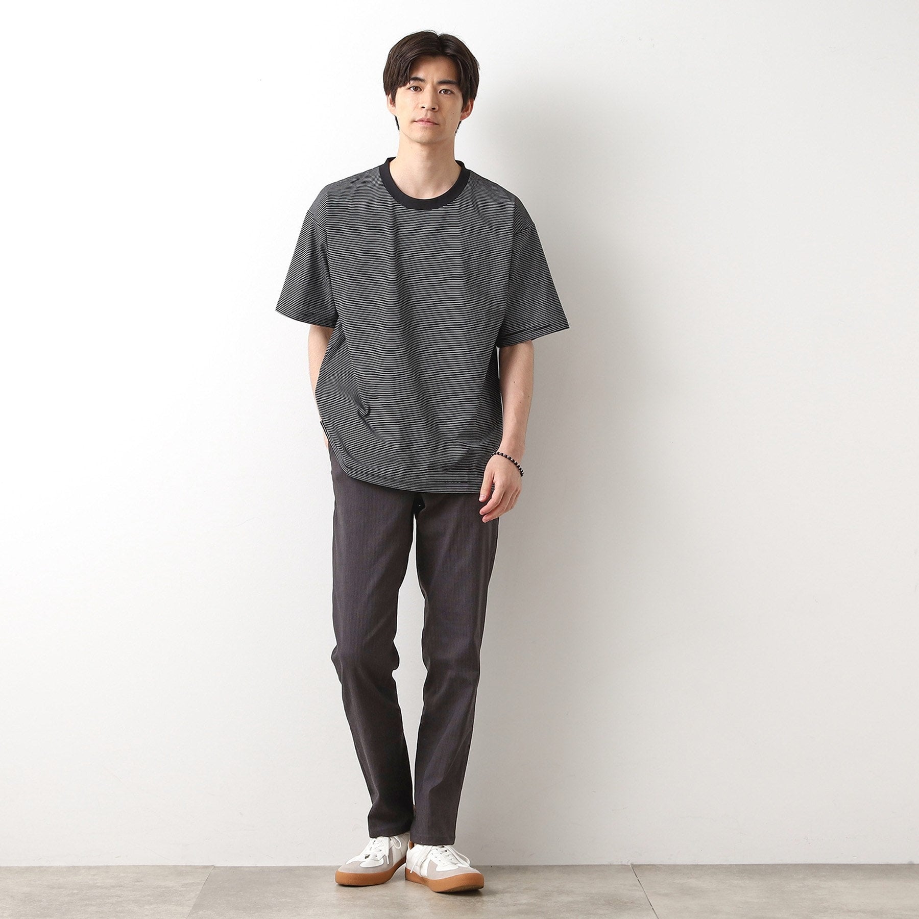 ザ ショップ ティーケー(メンズ) THE SHOP TK(Men) パーフェクテックボーダー半袖Tシャツ 【接触冷感／吸水速乾／UVカット／洗濯機OK】 （オフホワイト(303)） オフホワイト(303)
