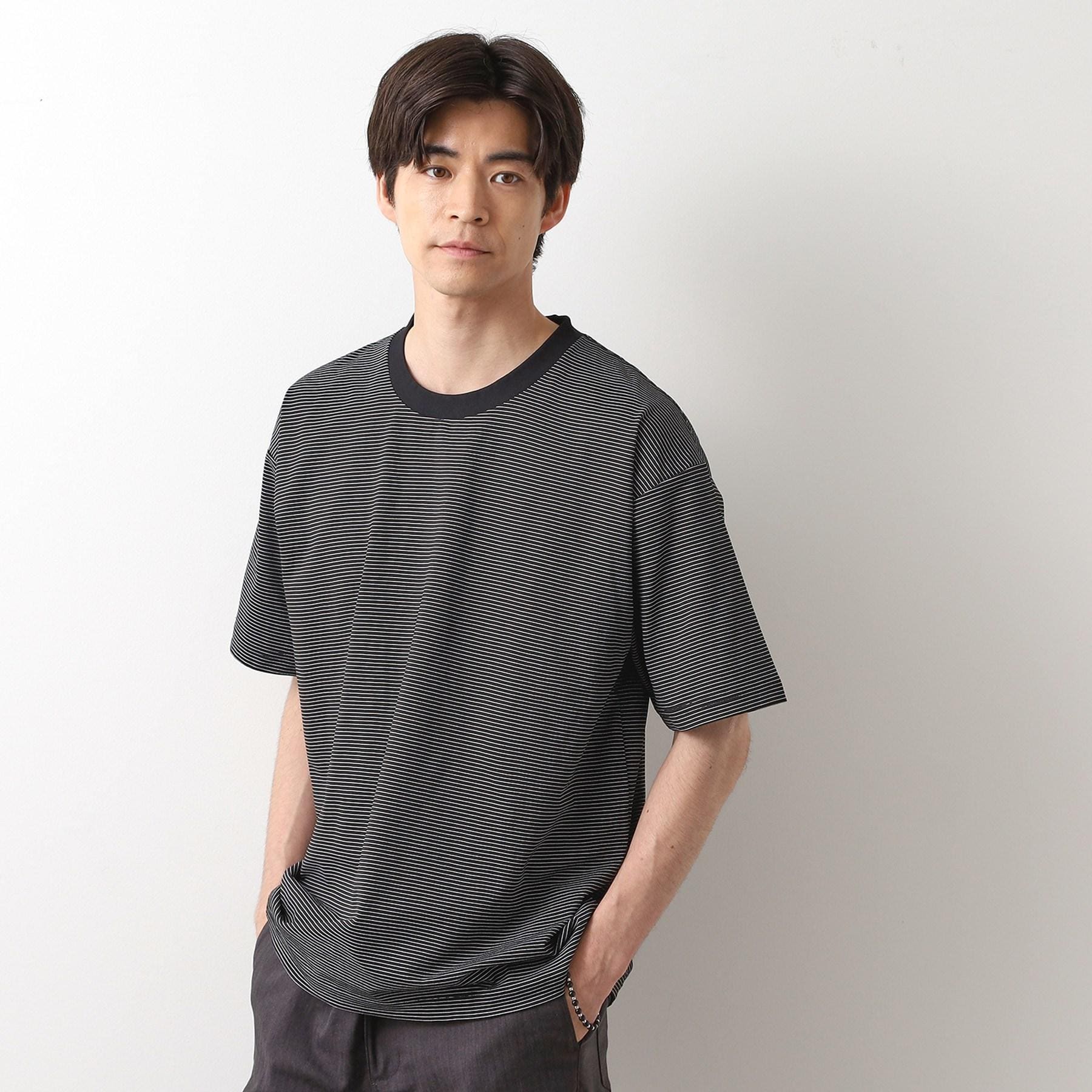 ザ ショップ ティーケー(メンズ) THE SHOP TK(Men) パーフェクテックボーダー半袖Tシャツ 【接触冷感／吸水速乾／UVカット／洗濯機OK】 （オフホワイト(303)） オフホワイト(303)