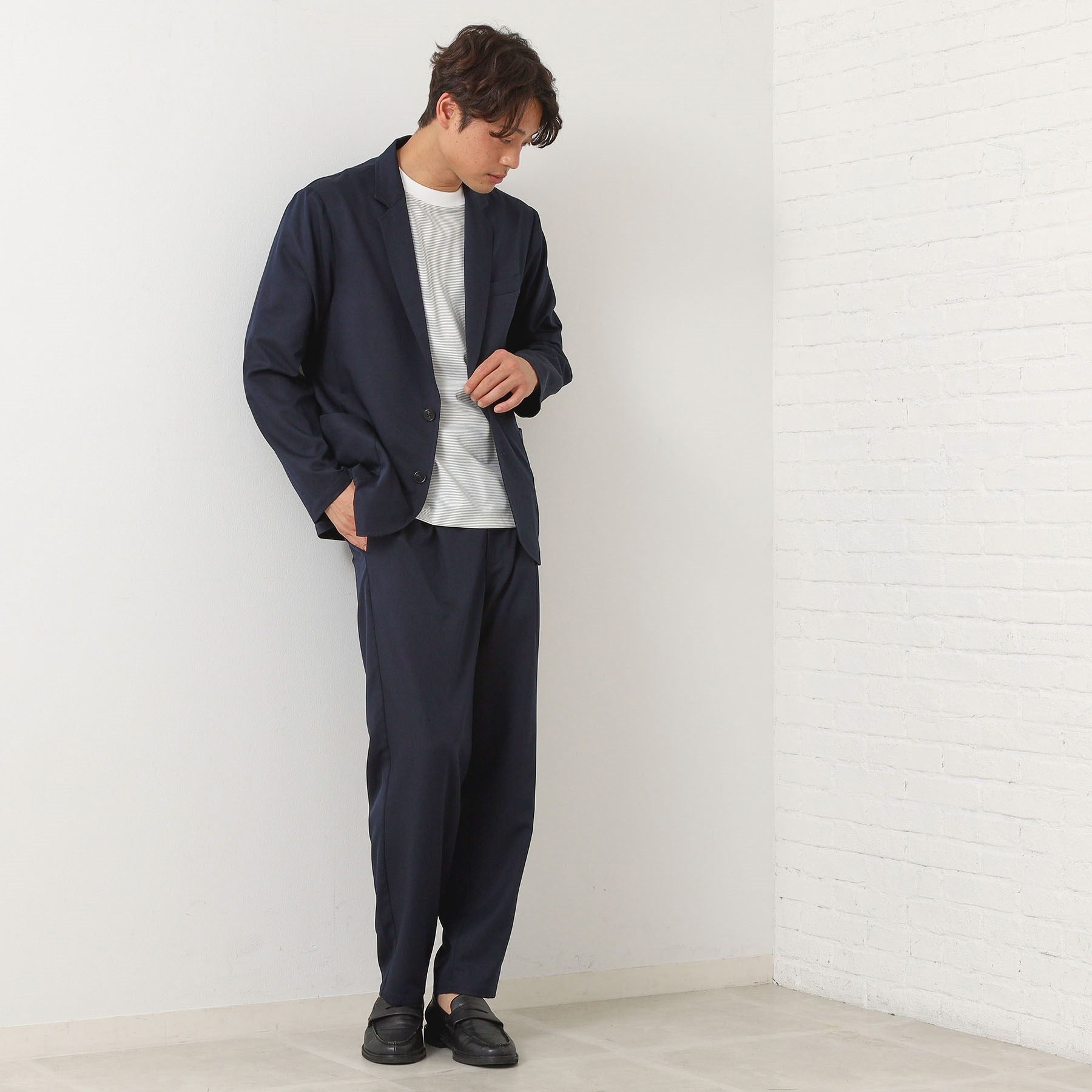 ザ ショップ ティーケー(メンズ) THE SHOP TK(Men) クールファイバーリラックスジャケット 【セットアップ可／接触冷感／UVカット／イージーケア／洗濯機OK】 （ネイビー(094)） ネイビー(094)