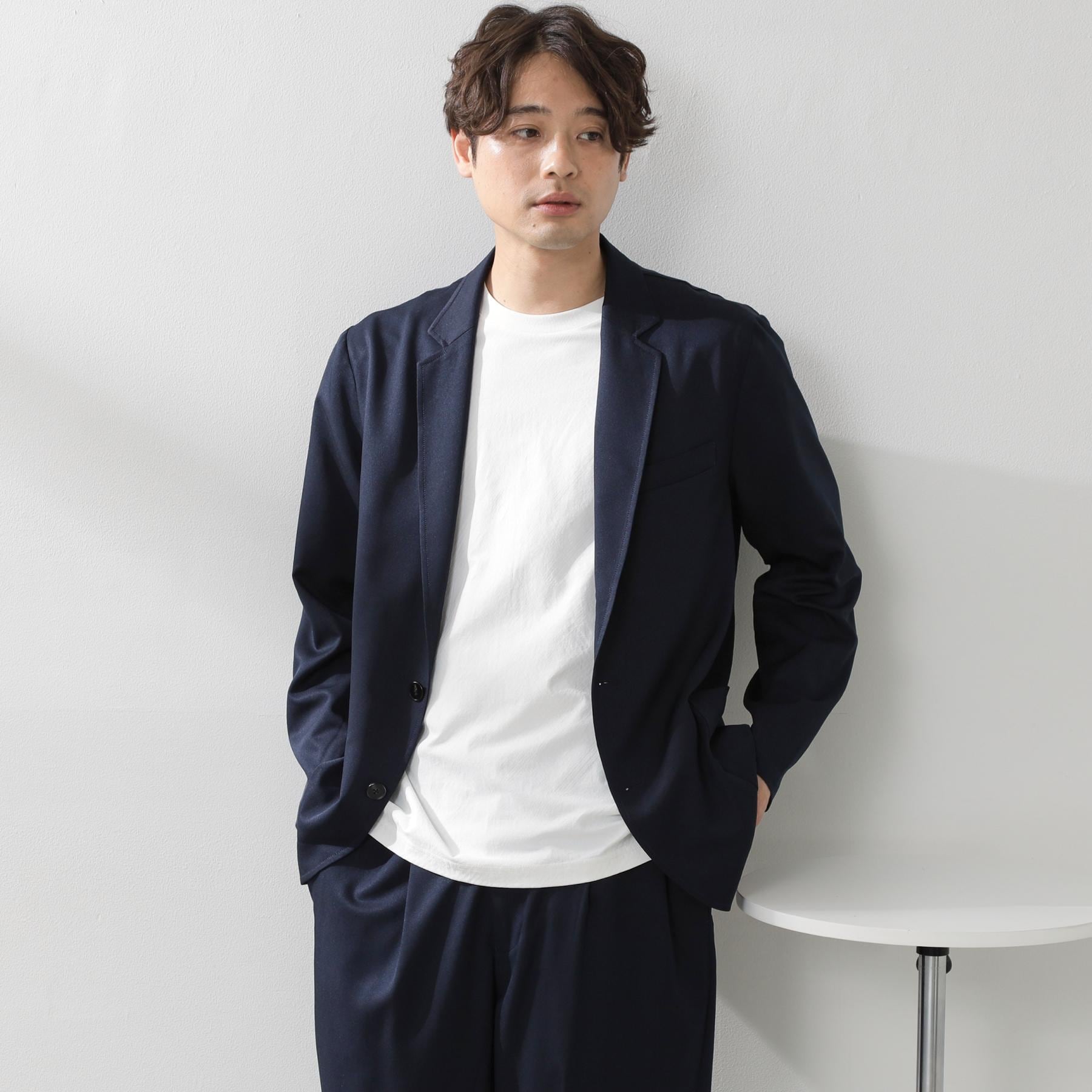 ザ ショップ ティーケー(メンズ) THE SHOP TK(Men) クールファイバーリラックスジャケット 【セットアップ可／接触冷感／UVカット／イージーケア／洗濯機OK】 （ネイビー(094)） ネイビー(094)