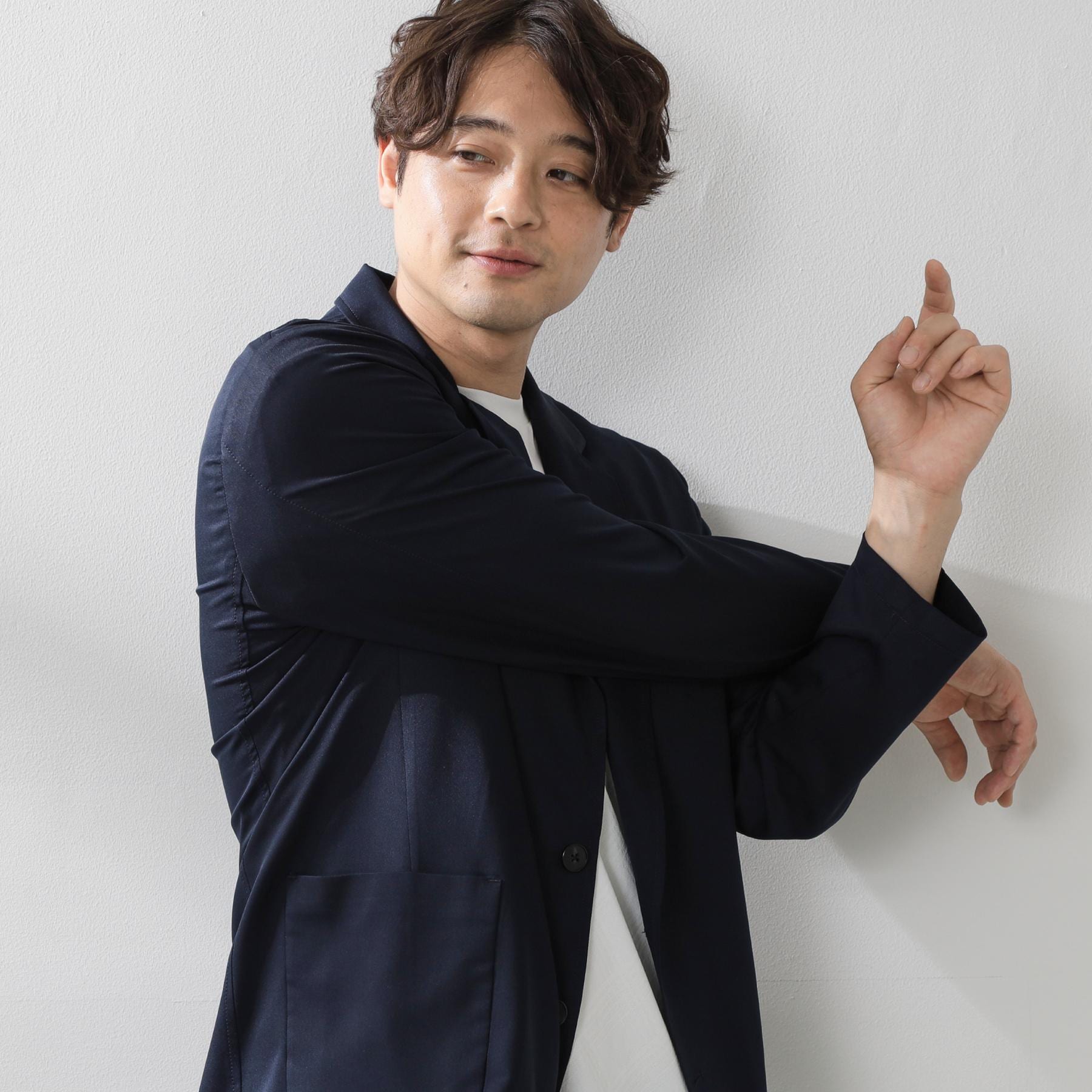ザ ショップ ティーケー(メンズ) THE SHOP TK(Men) クールファイバーリラックスジャケット 【セットアップ可／接触冷感／UVカット／イージーケア／洗濯機OK】 （ネイビー(094)） ネイビー(094)
