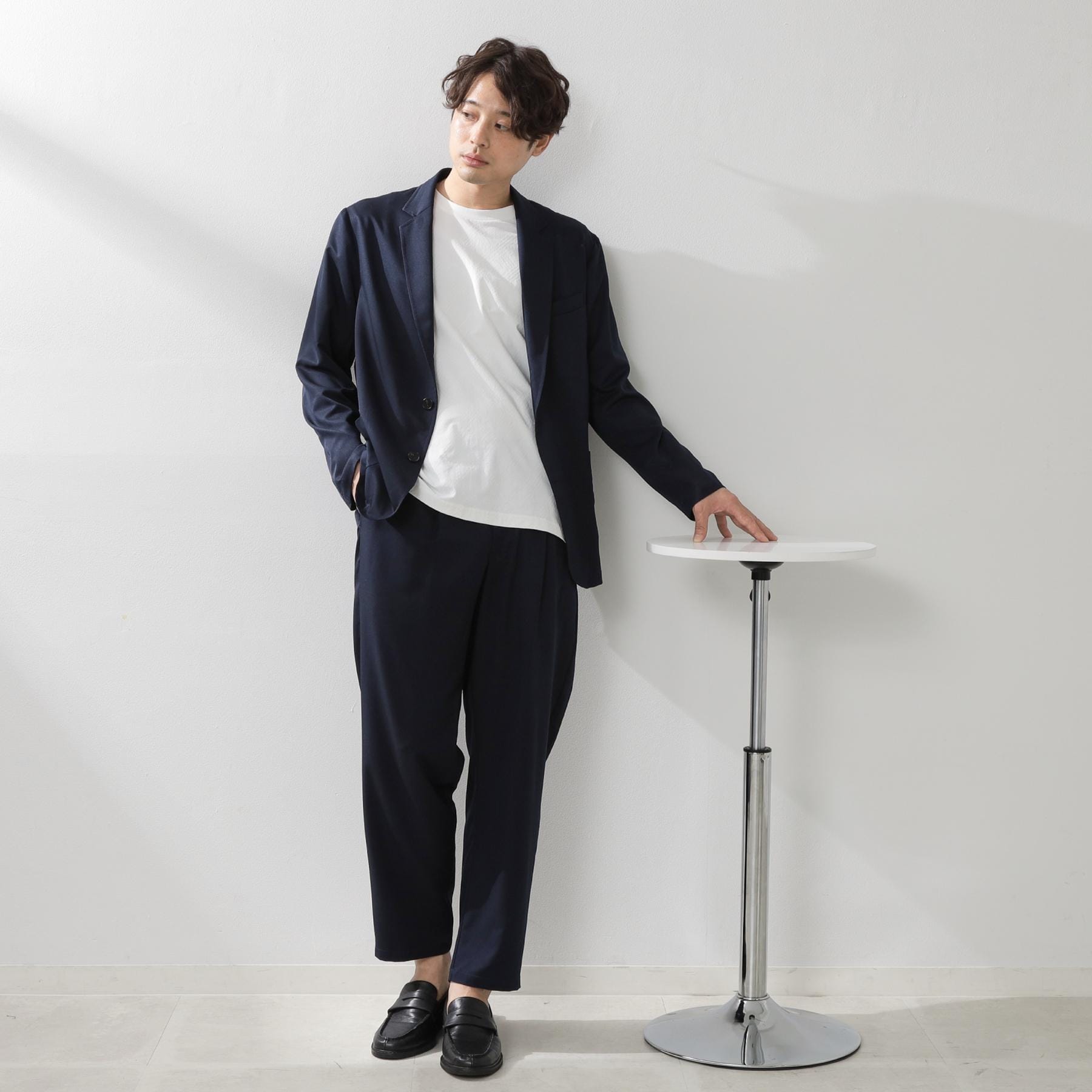 ザ ショップ ティーケー(メンズ) THE SHOP TK(Men) クールファイバーリラックスジャケット 【セットアップ可／接触冷感／UVカット／イージーケア／洗濯機OK】 （ネイビー(094)） ネイビー(094)