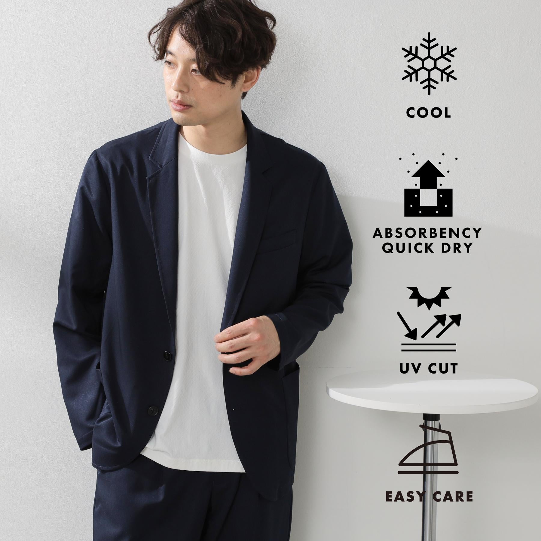 ザ ショップ ティーケー(メンズ) THE SHOP TK(Men) クールファイバーリラックスジャケット 【セットアップ可／接触冷感／UVカット／イージーケア／洗濯機OK】 （ネイビー(094)） ネイビー(094)