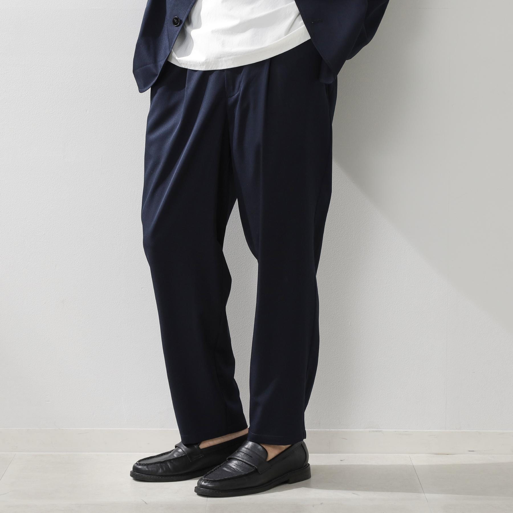ザ ショップ ティーケー(メンズ) THE SHOP TK(Men) クールファイバーワイドイージーパンツ 【セットアップ可／接触冷感／UVカット／イージーケア／洗濯機OK】 （ネイビー(094)） ネイビー(094)