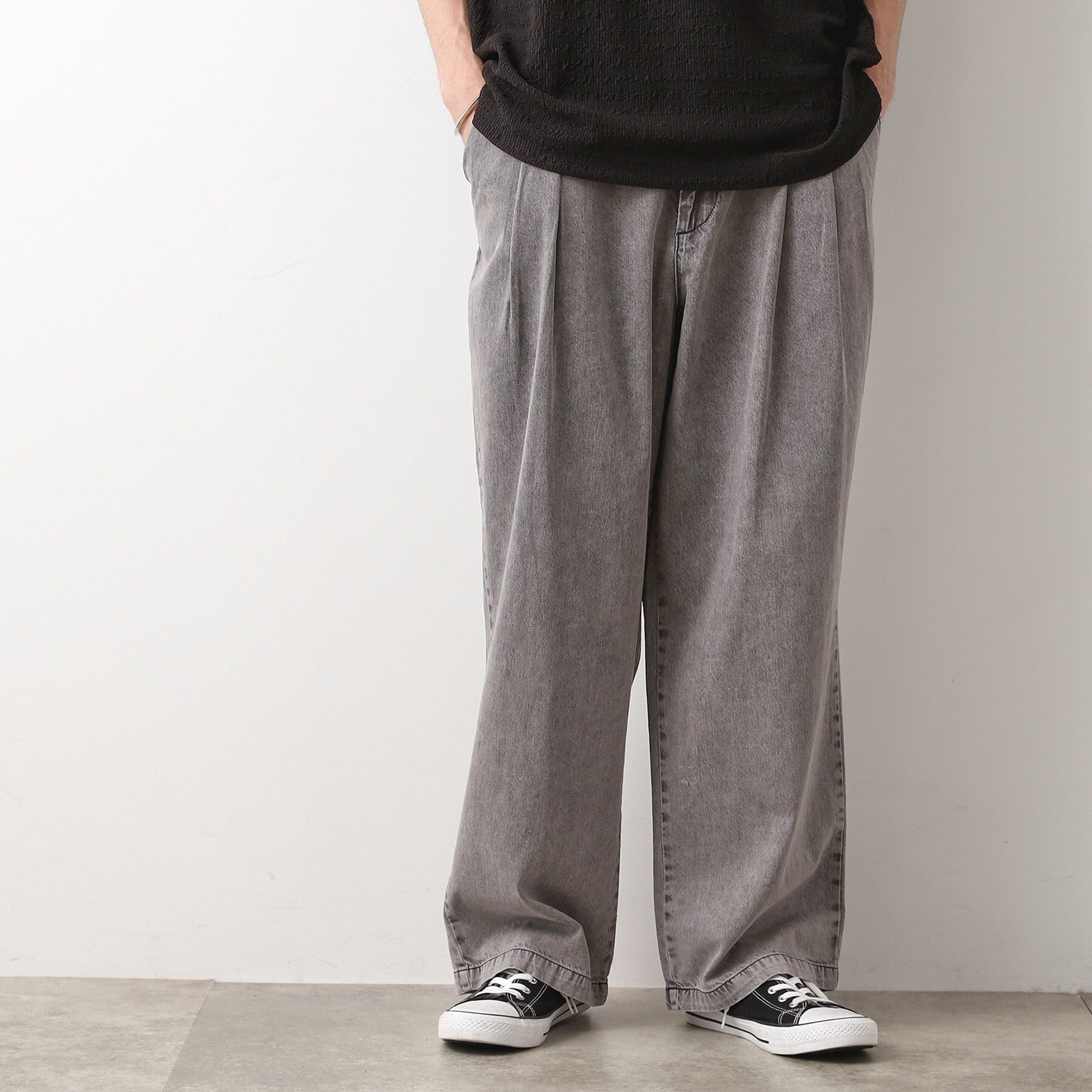ザ ショップ ティーケー(メンズ) THE SHOP TK(Men) ツータックワイドデニムパンツ （ライトグレー(011)） ライトグレー(011)