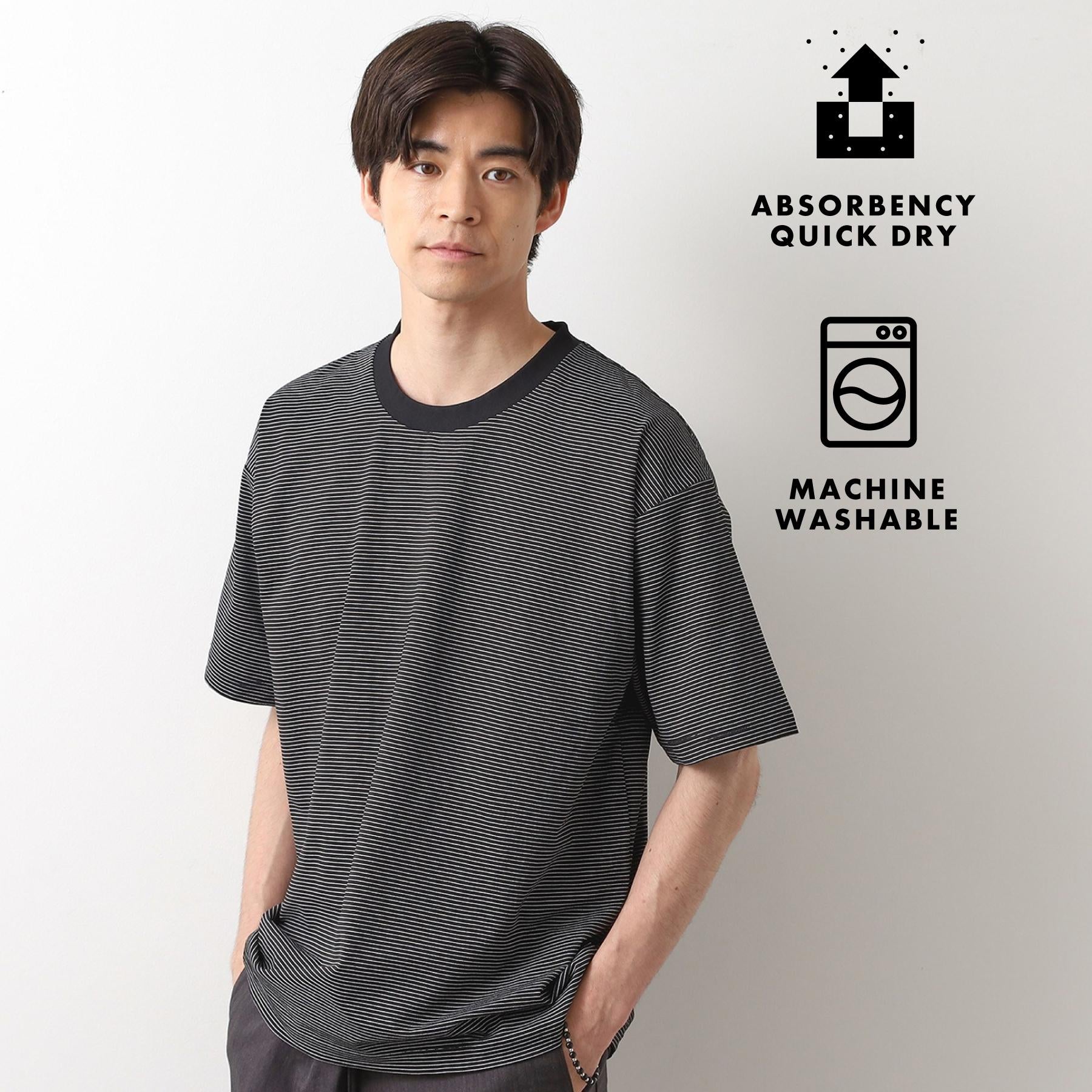 ザ ショップ ティーケー(メンズ) THE SHOP TK(Men) パーフェクテックボーダー半袖Tシャツ 【吸水速乾／洗濯機OK】 （ブラック(319)） ブラック(319)