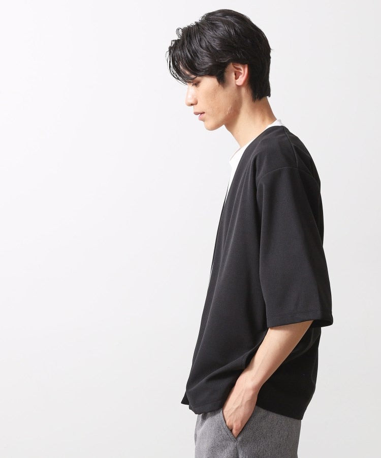 ザ ショップ ティーケー(メンズ) THE SHOP TK(Men) 梨地アンサンブルカーディガン 五分袖カーディガン＋半袖Tシャツセット/マシンウォッシャブル （ボルドー(064)） ボルドー(064)