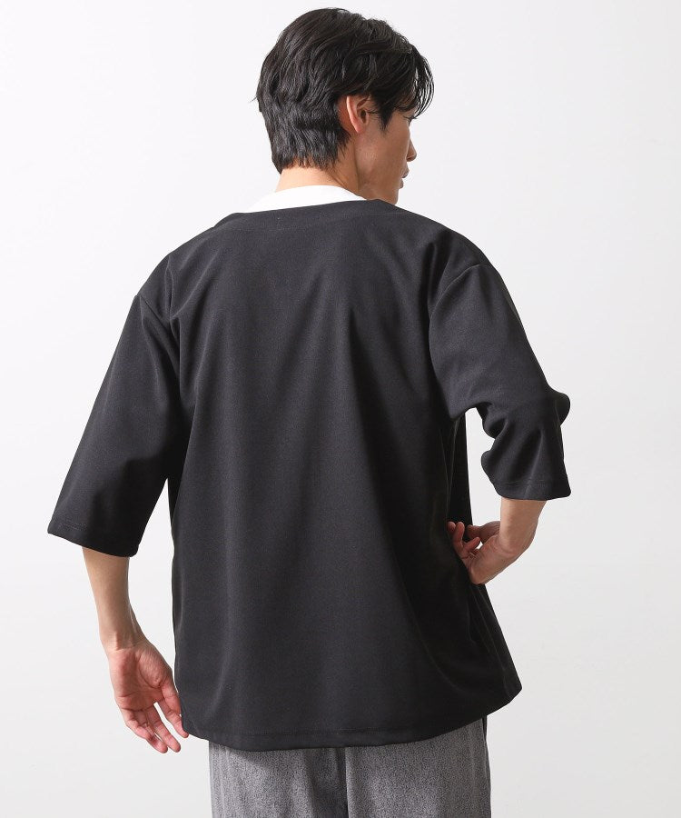 ザ ショップ ティーケー(メンズ) THE SHOP TK(Men) 梨地アンサンブルカーディガン 五分袖カーディガン＋半袖Tシャツセット/マシンウォッシャブル （ボルドー(064)） ボルドー(064)