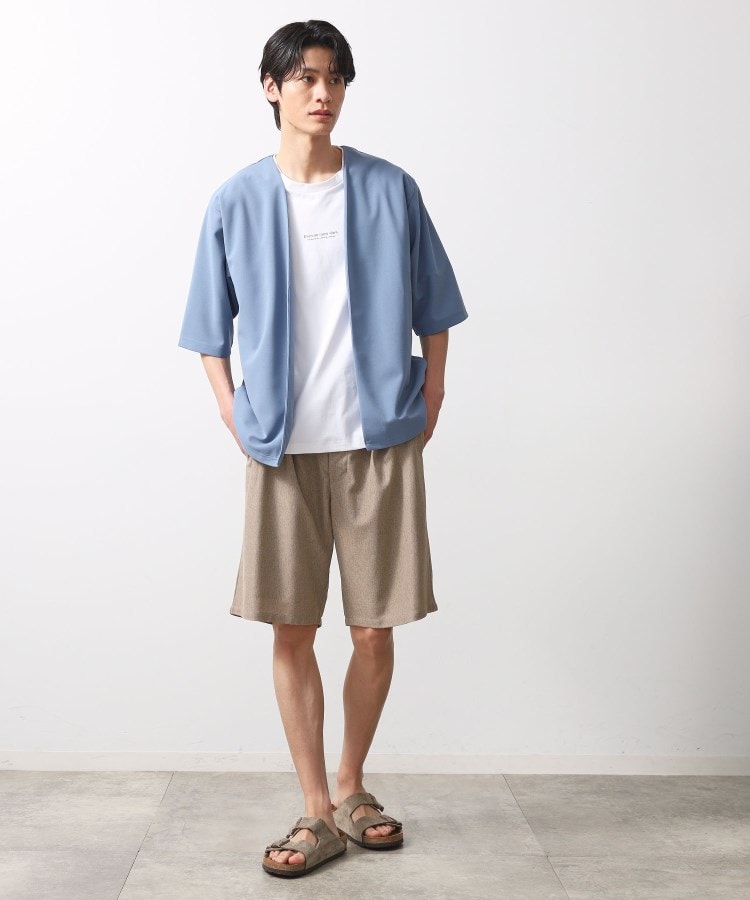 ザ ショップ ティーケー(メンズ) THE SHOP TK(Men) 梨地アンサンブルカーディガン 五分袖カーディガン＋半袖Tシャツセット/マシンウォッシャブル （ボルドー(064)） ボルドー(064)