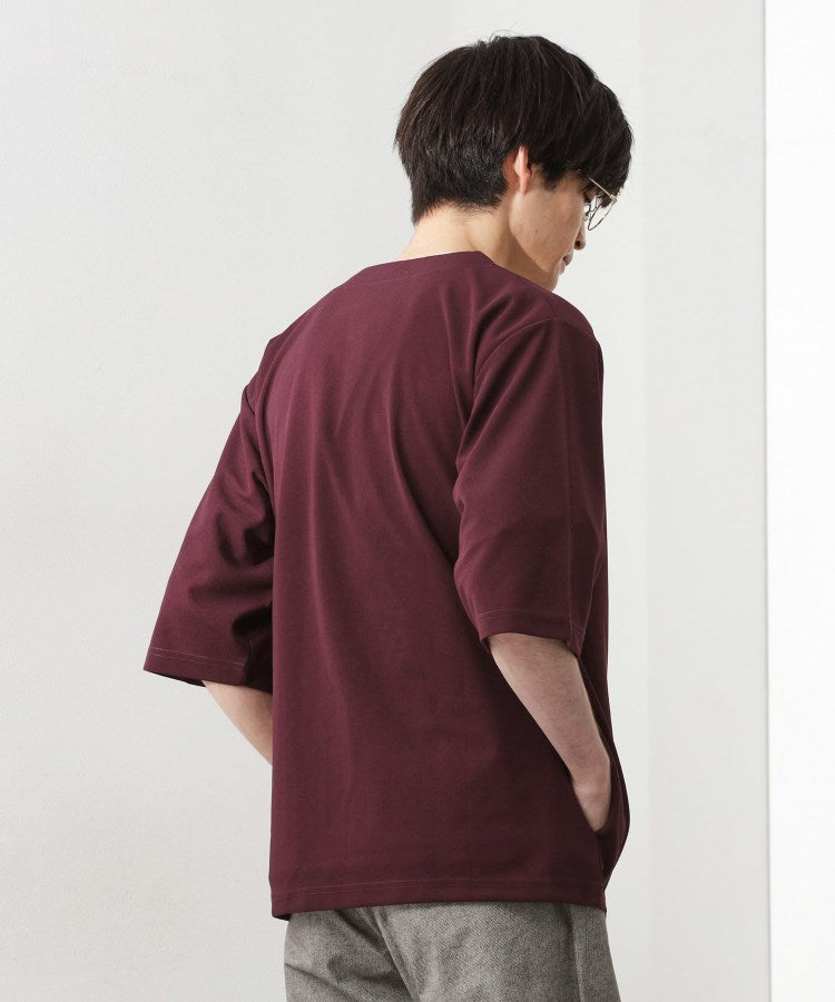 ザ ショップ ティーケー(メンズ) THE SHOP TK(Men) 梨地アンサンブルカーディガン 五分袖カーディガン＋半袖Tシャツセット/マシンウォッシャブル （ボルドー(064)） ボルドー(064)