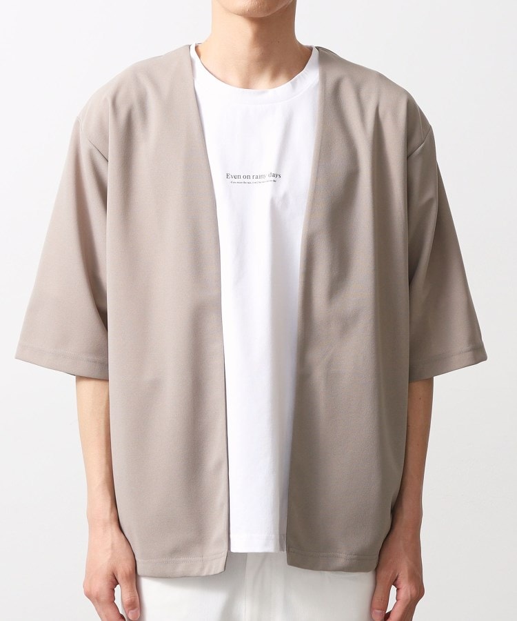 ザ ショップ ティーケー(メンズ) THE SHOP TK(Men) 梨地アンサンブルカーディガン 五分袖カーディガン＋半袖Tシャツセット/マシンウォッシャブル （ボルドー(064)） ボルドー(064)