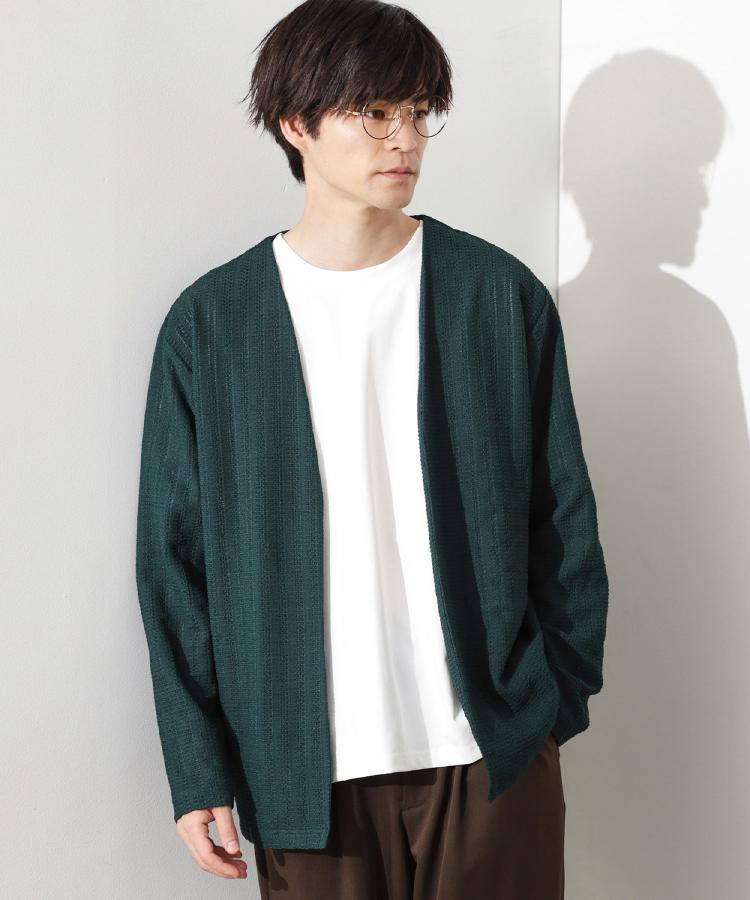 ザ ショップ ティーケー(メンズ) THE SHOP TK(Men) ジャカードアンサンブルカーディガン【半袖Tシャツ＋カーディガン セットアイテム】 （ライトグレー(011)） ライトグレー(011)