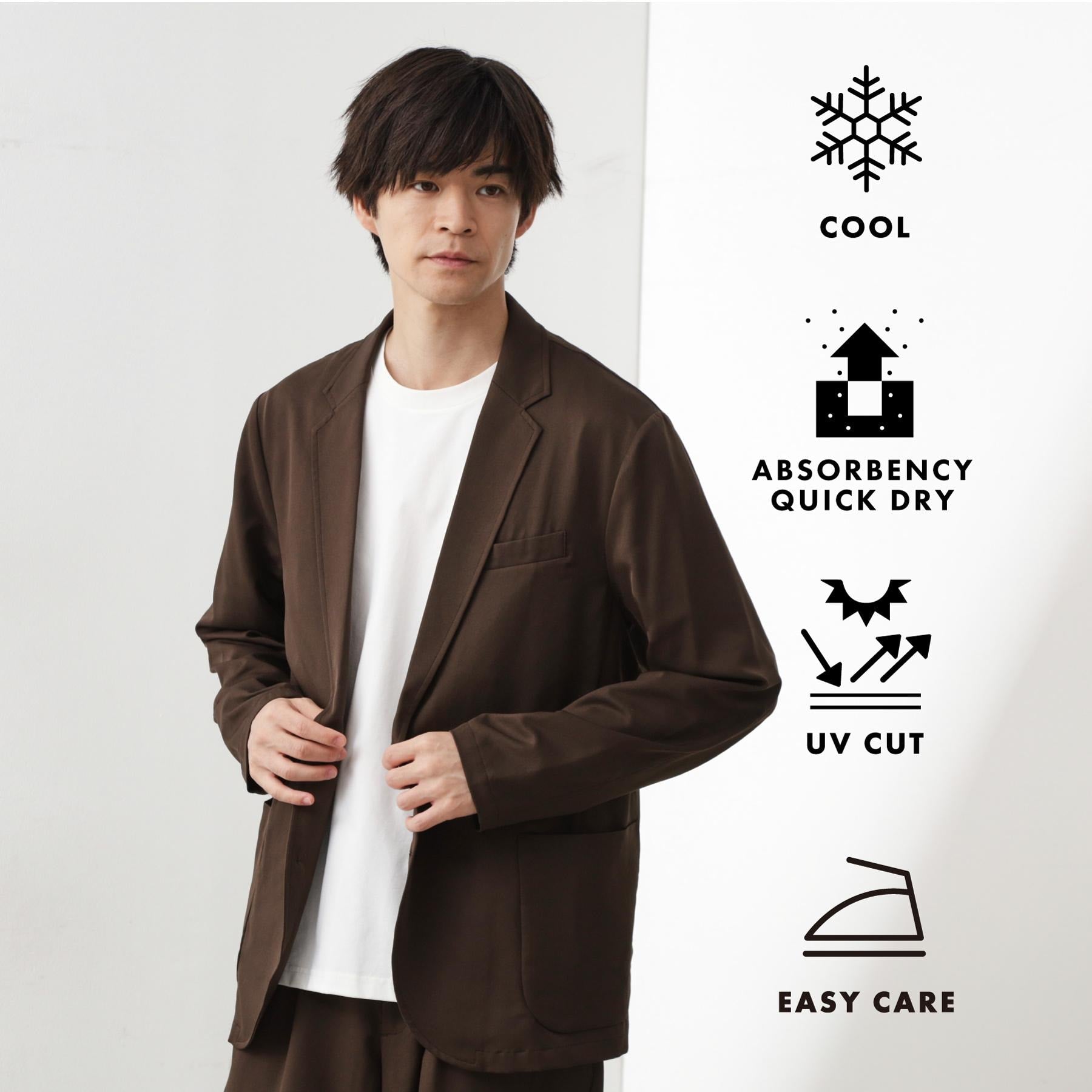 ザ ショップ ティーケー(メンズ) THE SHOP TK(Men) クールファイバーリラックスジャケット 【セットアップ可／接触冷感／UVカット／イージーケア／洗濯機OK】 （ブラウン(044)） ブラウン(044)