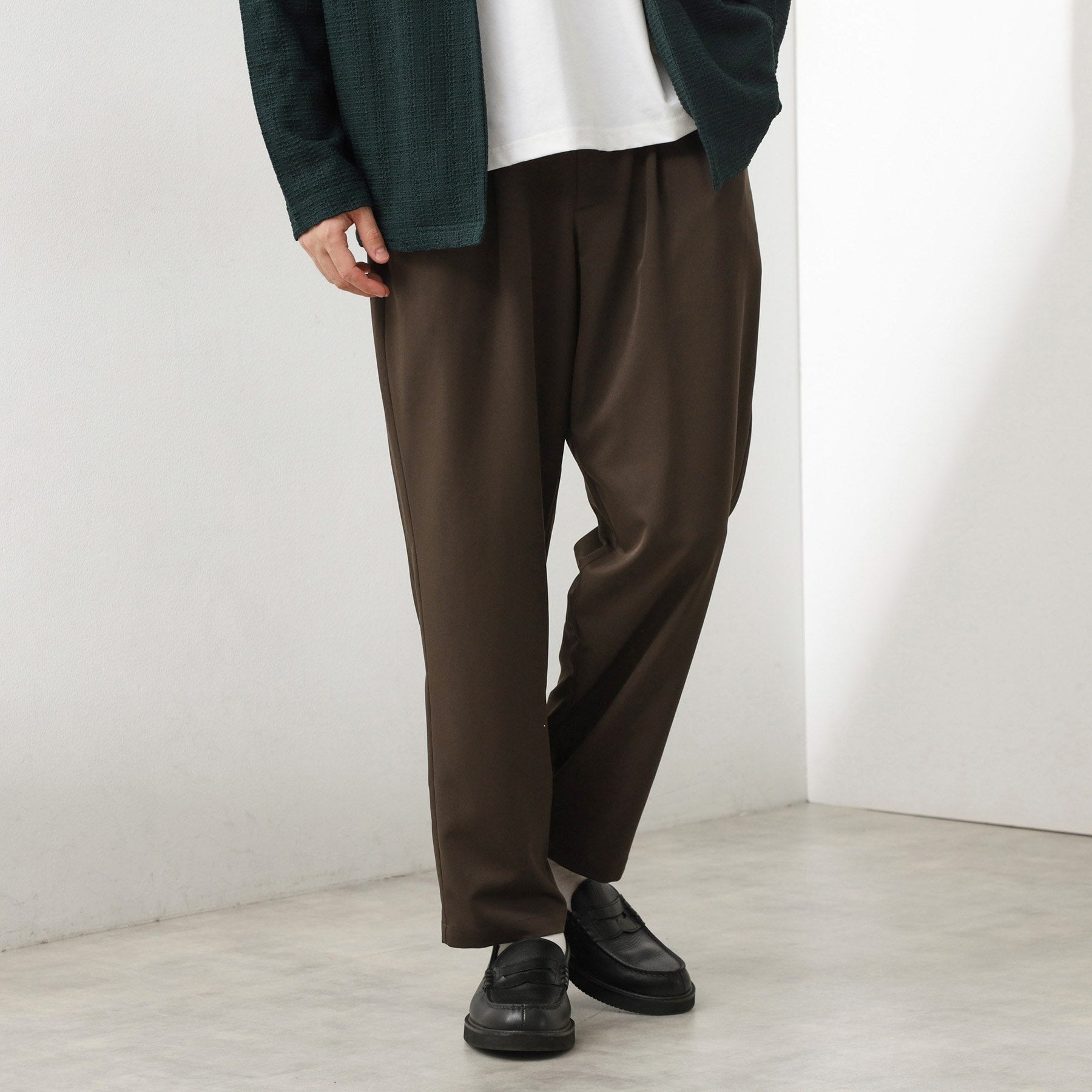 ザ ショップ ティーケー(メンズ) THE SHOP TK(Men) クールファイバーワイドイージーパンツ 【セットアップ可／接触冷感／UVカット／イージーケア／洗濯機OK】 （ブラウン(044)） ブラウン(044)