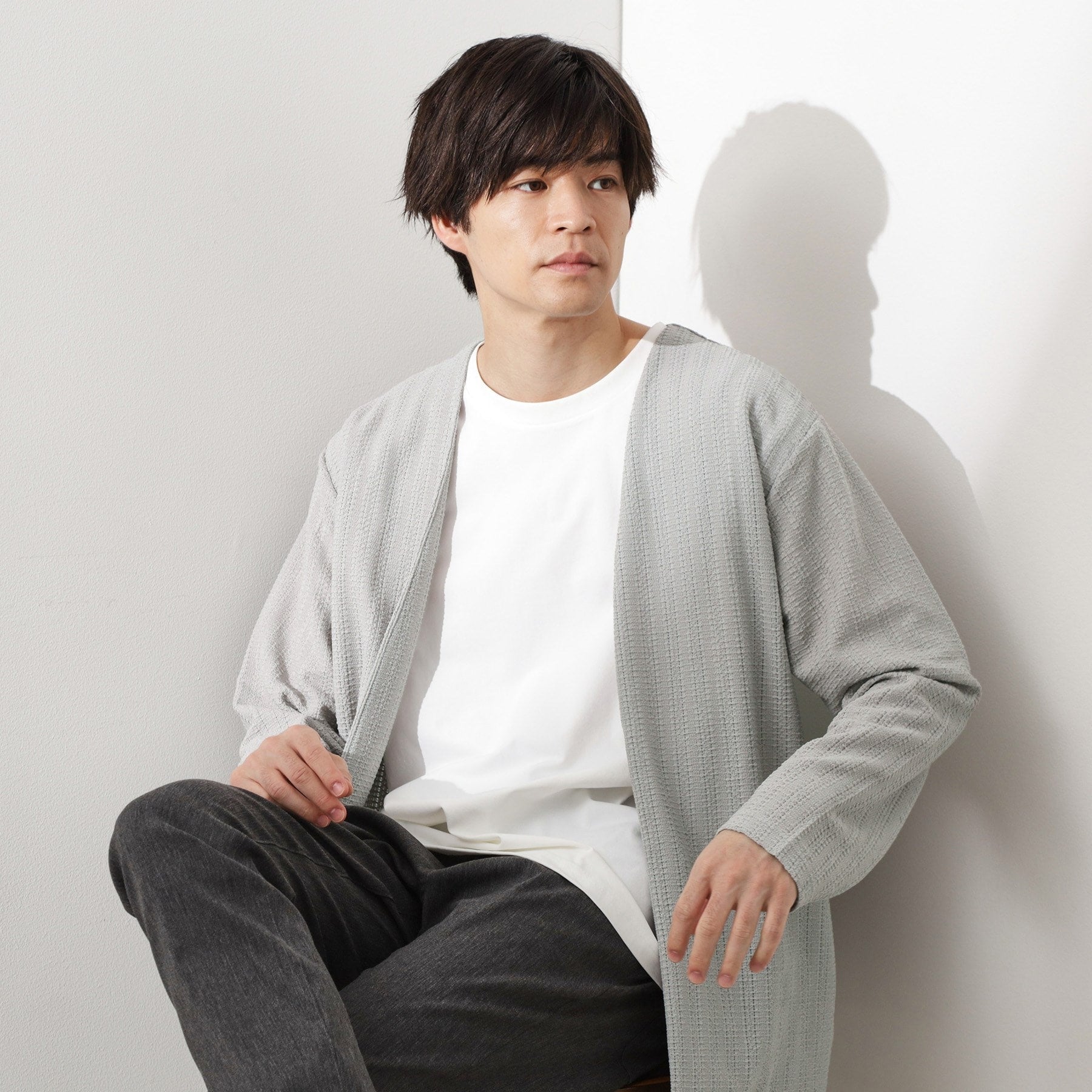 ザ ショップ ティーケー(メンズ) THE SHOP TK(Men) ジャカードアンサンブルカーディガン【半袖Tシャツ＋カーディガン セットアイテム】 （ライトグレー(011)） ライトグレー(011)