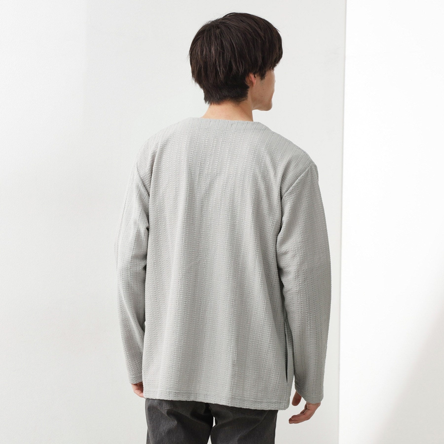 ザ ショップ ティーケー(メンズ) THE SHOP TK(Men) ジャカードアンサンブルカーディガン【半袖Tシャツ＋カーディガン セットアイテム】 （ライトグレー(011)） ライトグレー(011)