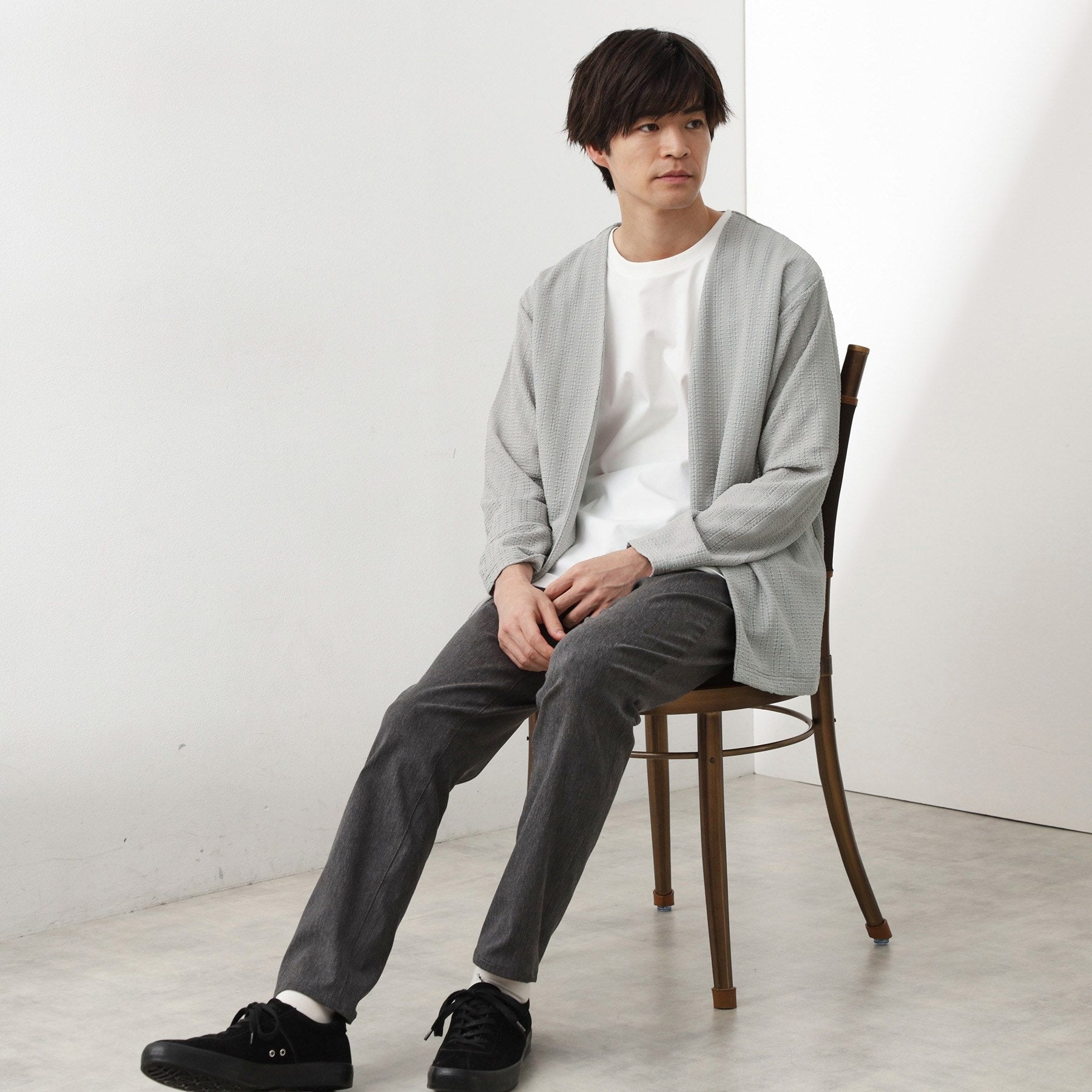 ザ ショップ ティーケー(メンズ) THE SHOP TK(Men) ジャカードアンサンブルカーディガン【半袖Tシャツ＋カーディガン セットアイテム】 （ライトグレー(011)） ライトグレー(011)