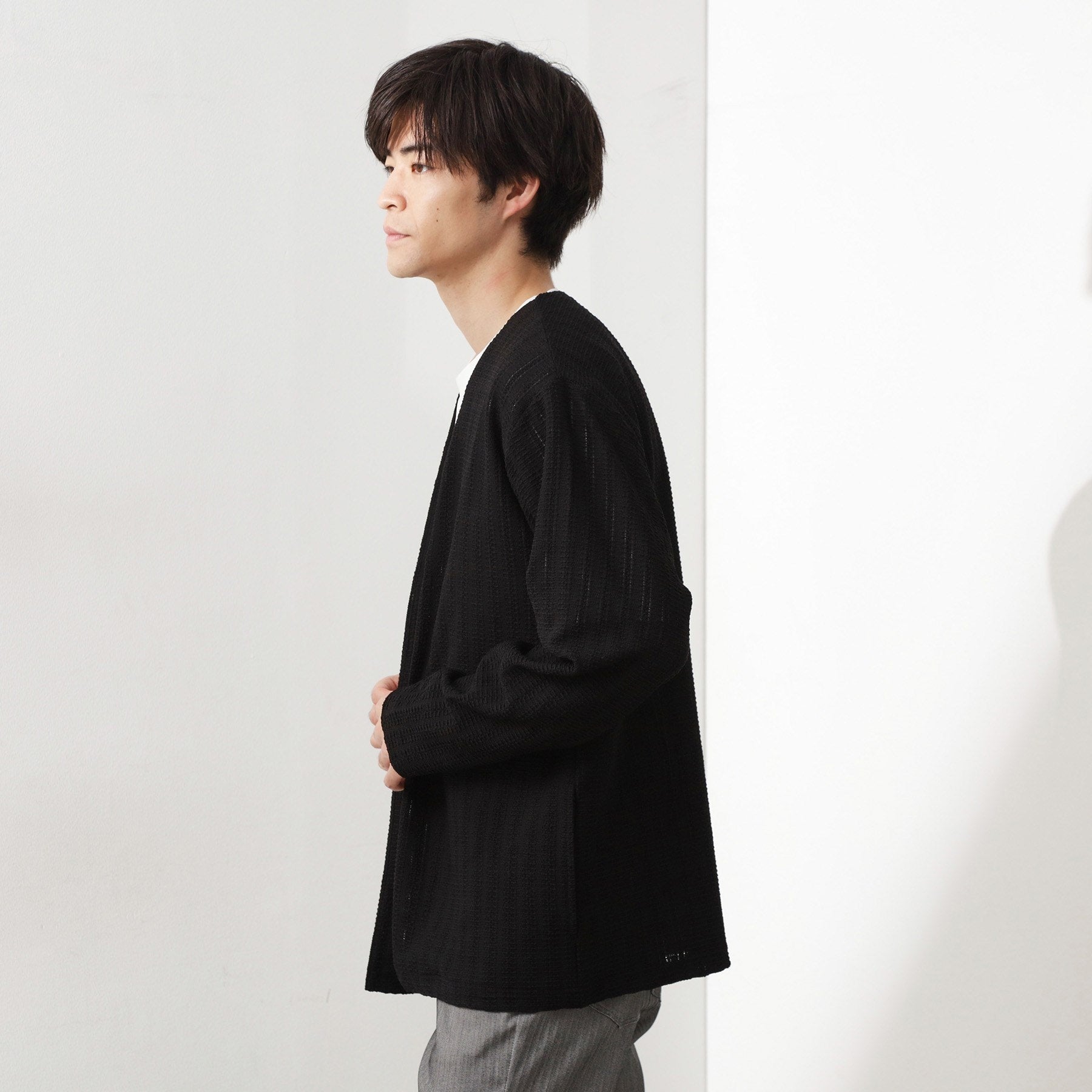 ザ ショップ ティーケー(メンズ) THE SHOP TK(Men) ジャカードアンサンブルカーディガン【半袖Tシャツ＋カーディガン セットアイテム】 （ライトグレー(011)） ライトグレー(011)