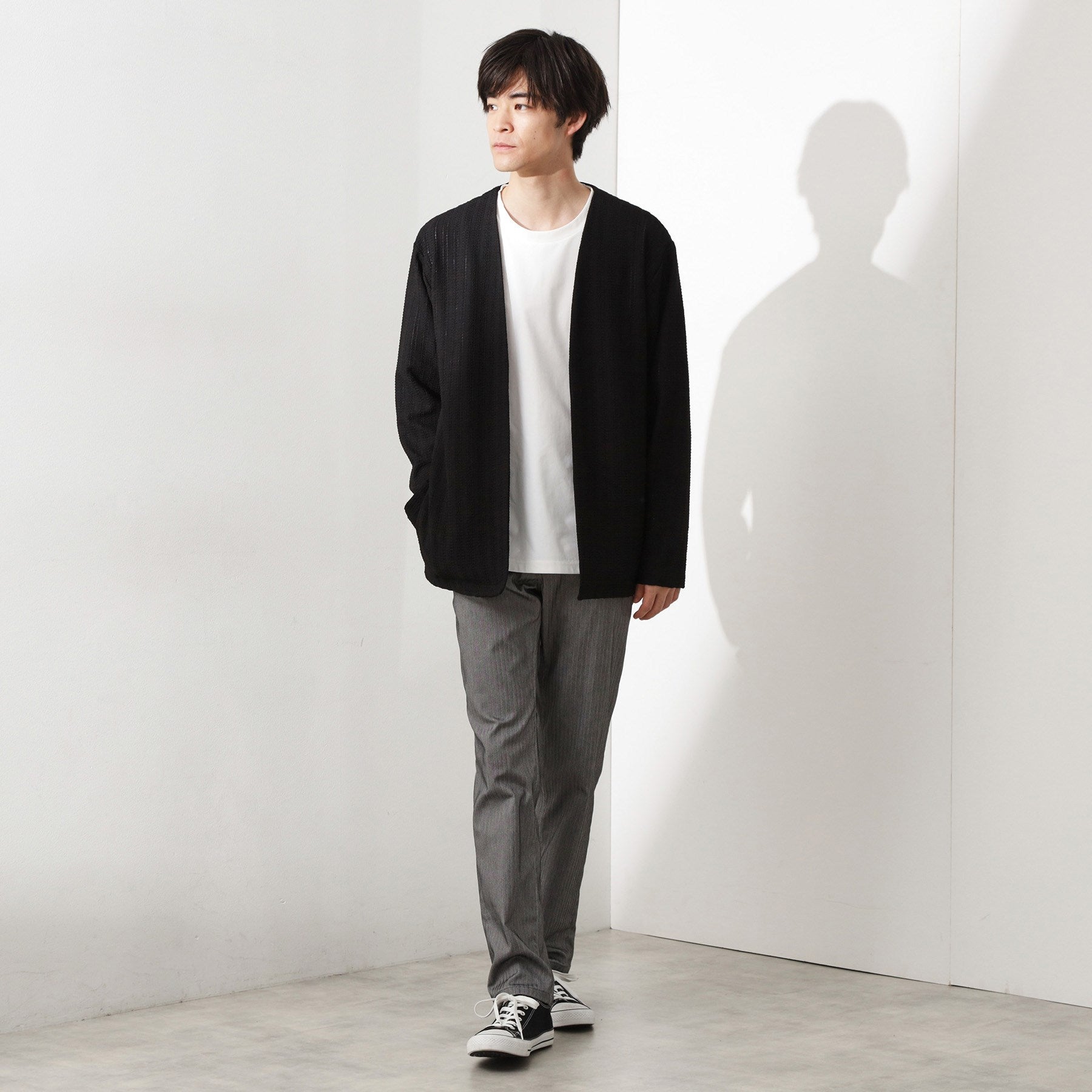 ザ ショップ ティーケー(メンズ) THE SHOP TK(Men) ジャカードアンサンブルカーディガン【半袖Tシャツ＋カーディガン セットアイテム】 （ライトグレー(011)） ライトグレー(011)