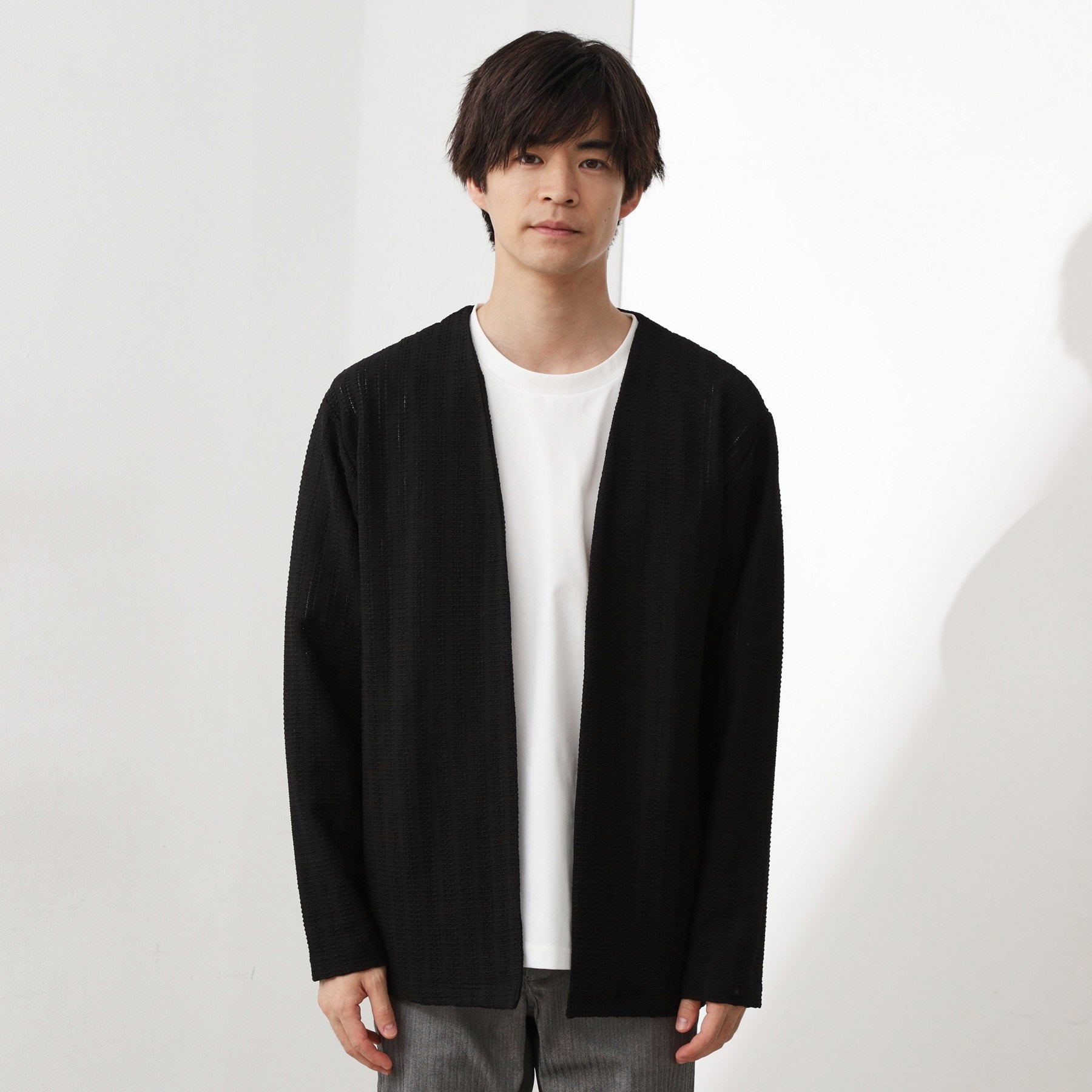 ザ ショップ ティーケー(メンズ) THE SHOP TK(Men) ジャカードアンサンブルカーディガン【半袖Tシャツ＋カーディガン セットアイテム】 （ライトグレー(011)） ライトグレー(011)