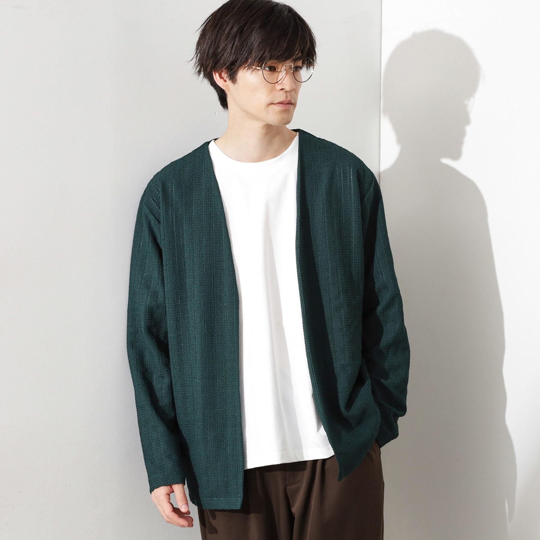 ザ ショップ ティーケー(メンズ) THE SHOP TK(Men) ジャカードアンサンブルカーディガン【半袖Tシャツ＋カーディガン セットアイテム】 （ライトグレー(011)） ライトグレー(011)