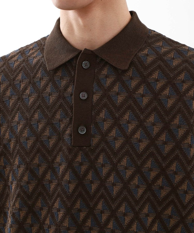 ザ ショップ ティーケー(メンズ) THE SHOP TK(Men) ジオメニットポロシャツ （ブラック(419)） ブラック(419)