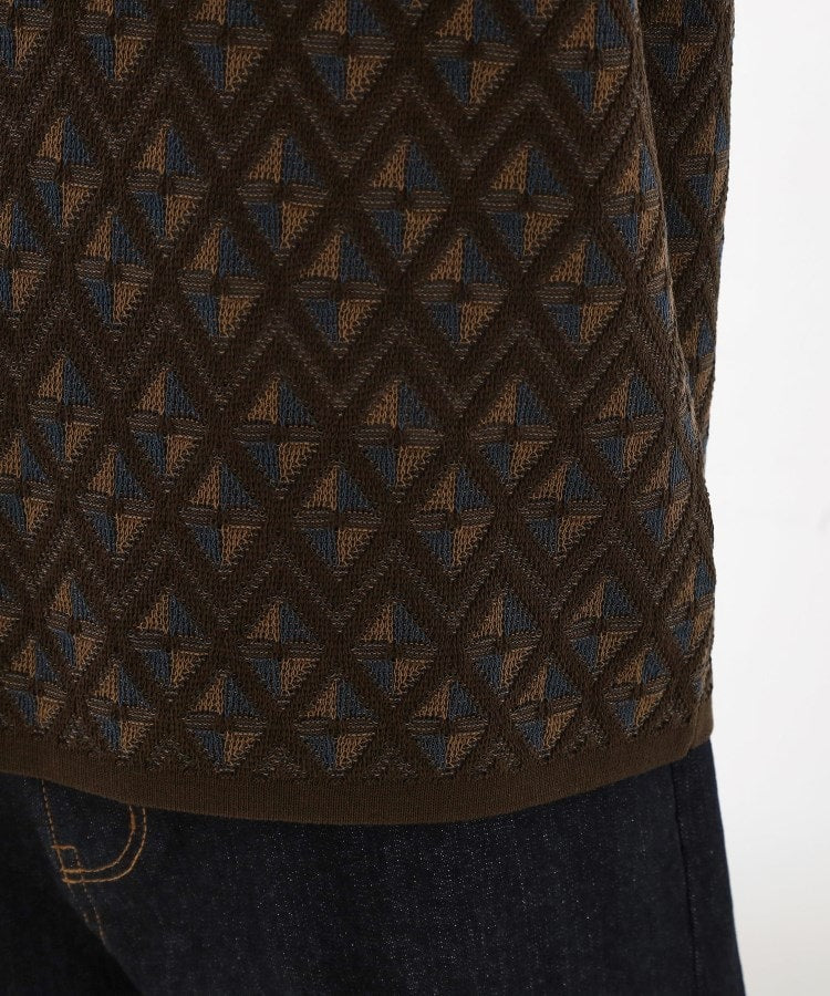 ザ ショップ ティーケー(メンズ) THE SHOP TK(Men) ジオメニットポロシャツ （ブラック(419)） ブラック(419)