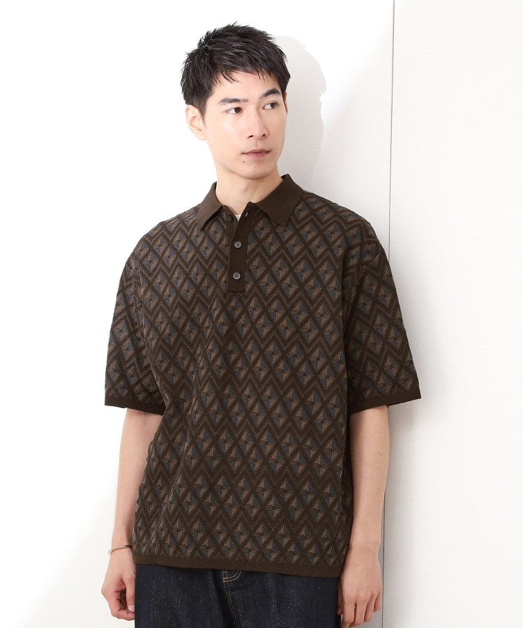 ザ ショップ ティーケー(メンズ) THE SHOP TK(Men) ジオメニットポロシャツ （ブラック(419)） ブラック(419)