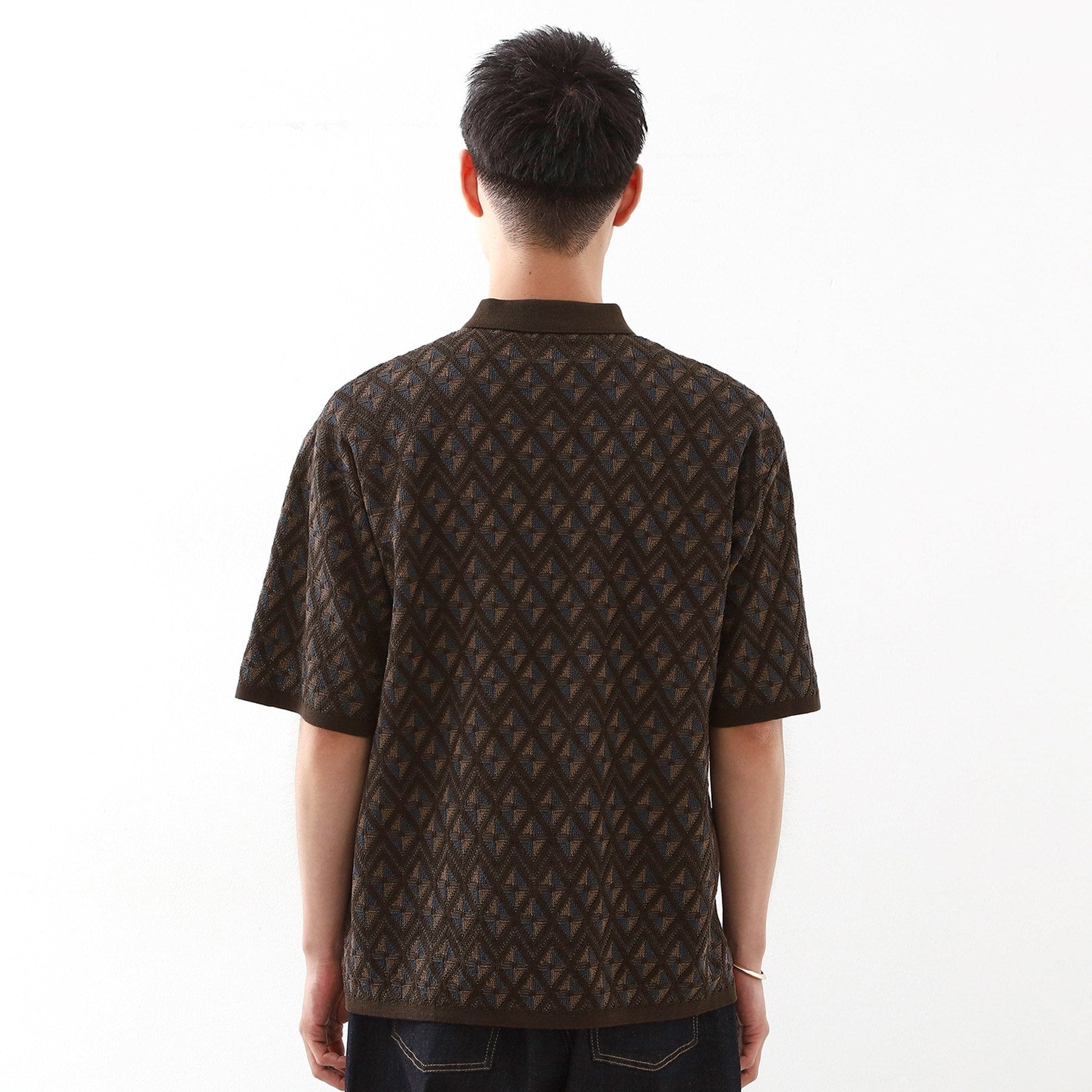 ザ ショップ ティーケー(メンズ) THE SHOP TK(Men) ジオメニットポロシャツ （ブラウン(443)） ブラウン(443)