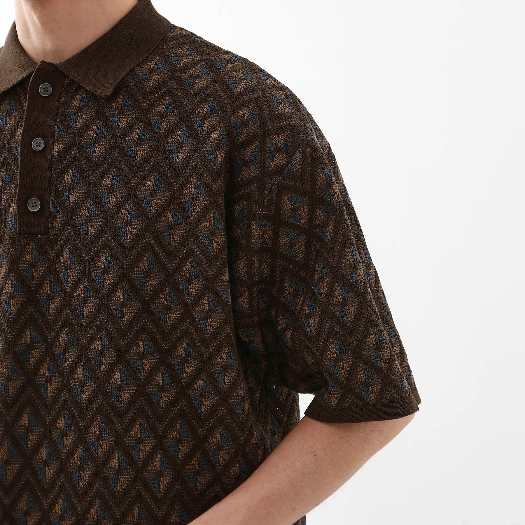 ザ ショップ ティーケー(メンズ) THE SHOP TK(Men) ジオメニットポロシャツ （ブラウン(443)） ブラウン(443)