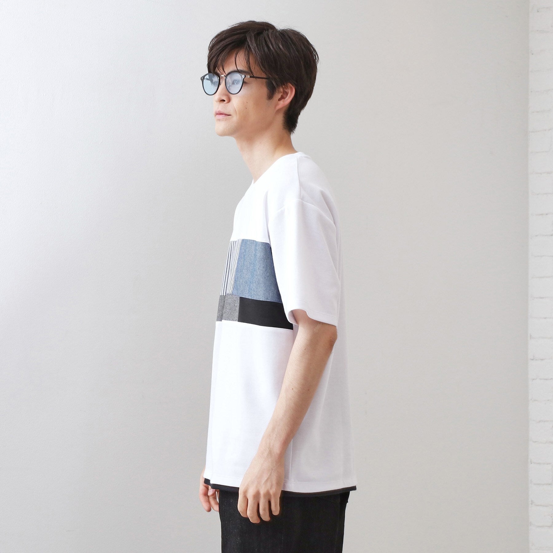 ザ ショップ ティーケー(メンズ) THE SHOP TK(Men) パネル切替半袖Tシャツ （オフホワイト(003)） オフホワイト(003)