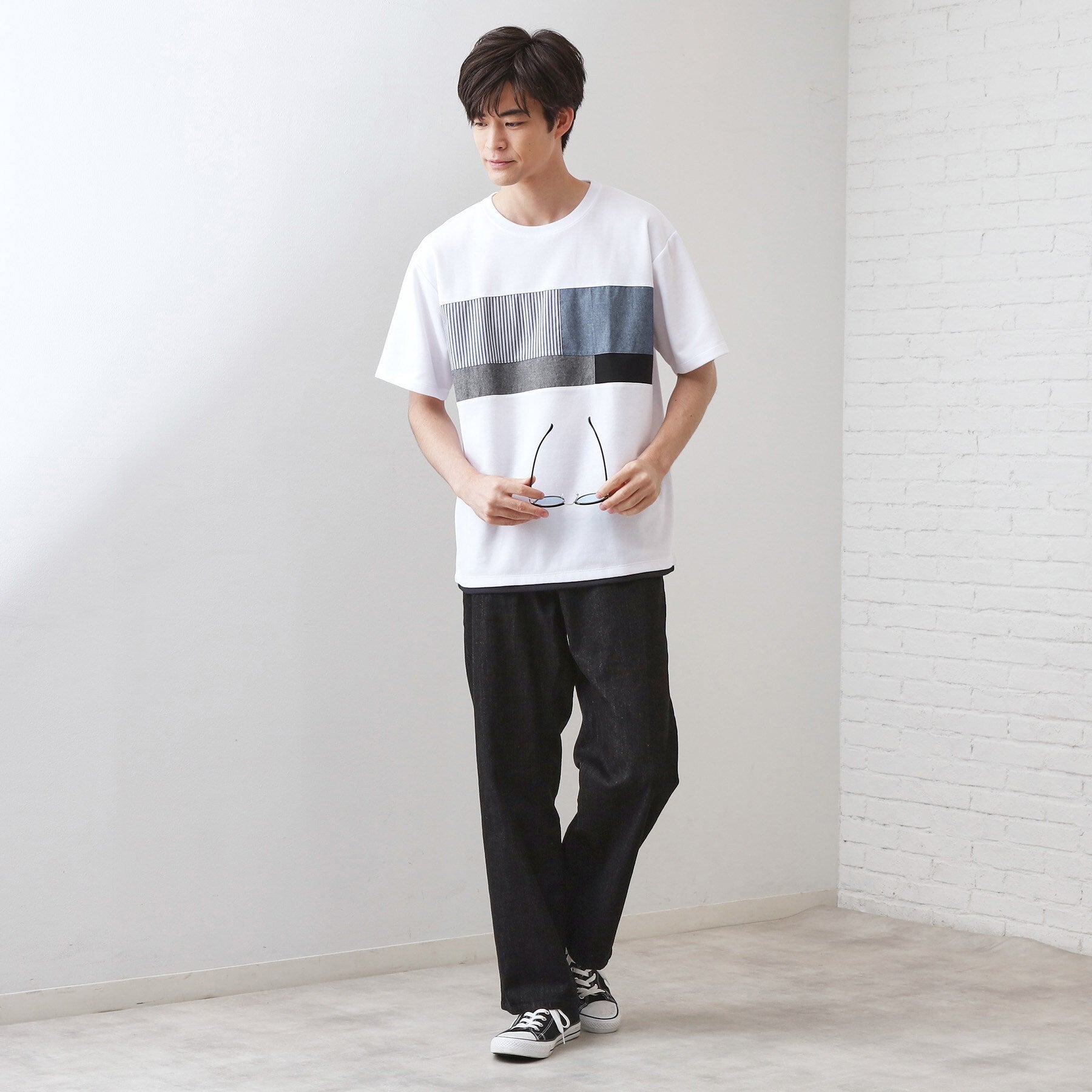 ザ ショップ ティーケー(メンズ) THE SHOP TK(Men) パネル切替半袖Tシャツ （オフホワイト(003)） オフホワイト(003)