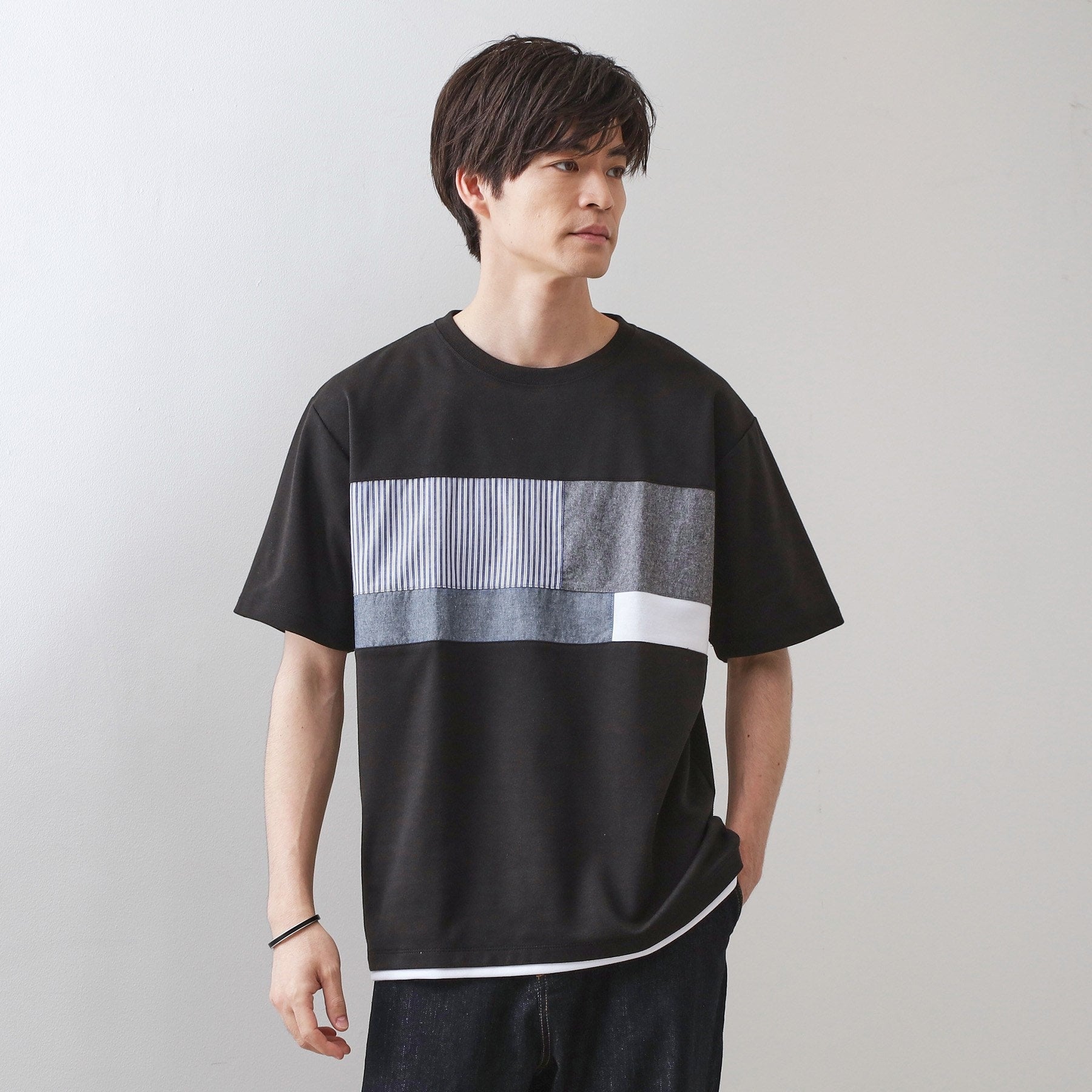 ザ ショップ ティーケー(メンズ) THE SHOP TK(Men) パネル切替半袖Tシャツ （オフホワイト(003)） オフホワイト(003)