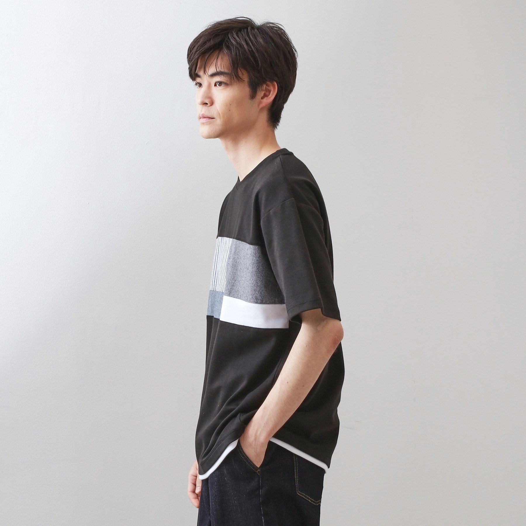 ザ ショップ ティーケー(メンズ) THE SHOP TK(Men) パネル切替半袖Tシャツ （オフホワイト(003)） オフホワイト(003)