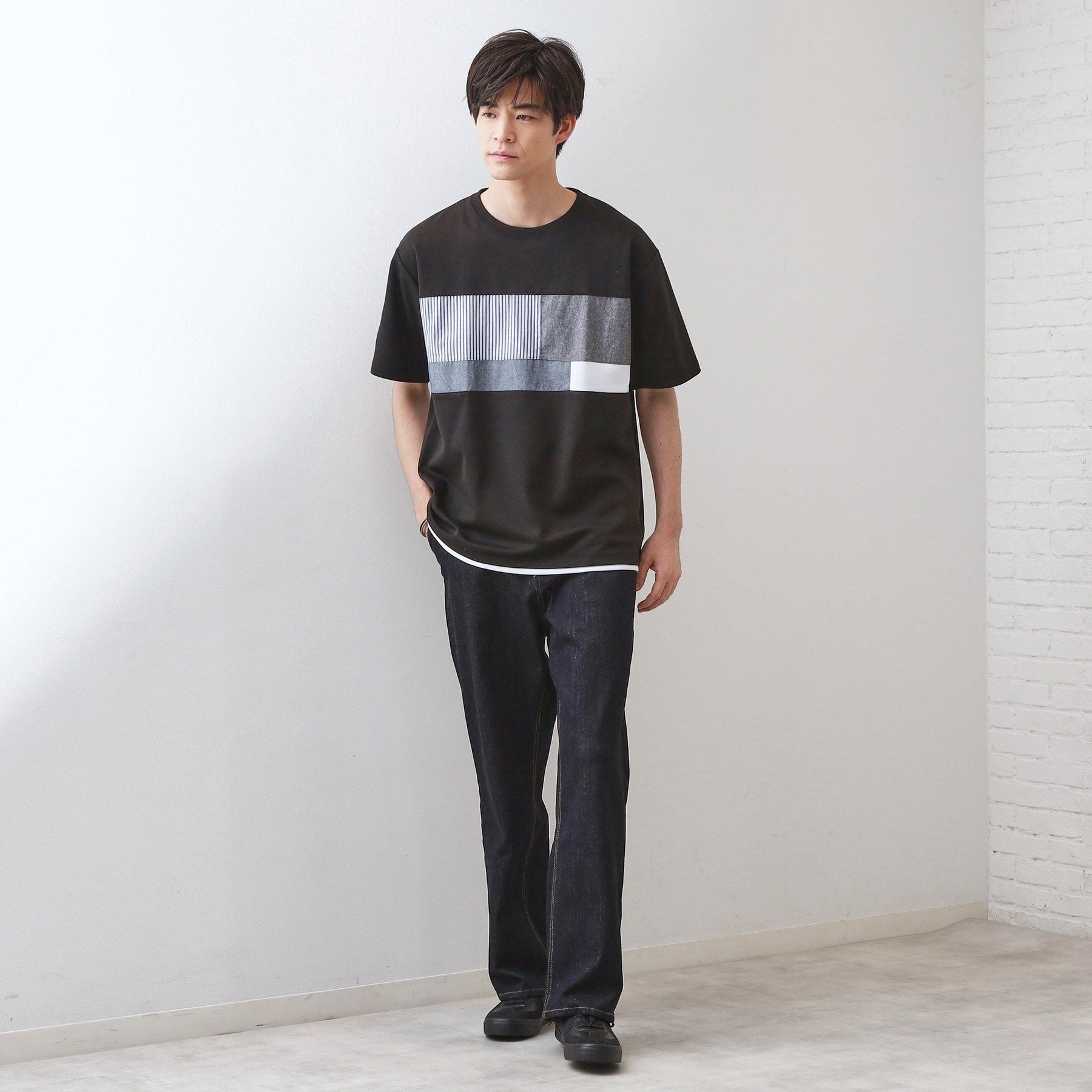 ザ ショップ ティーケー(メンズ) THE SHOP TK(Men) パネル切替半袖Tシャツ （オフホワイト(003)） オフホワイト(003)