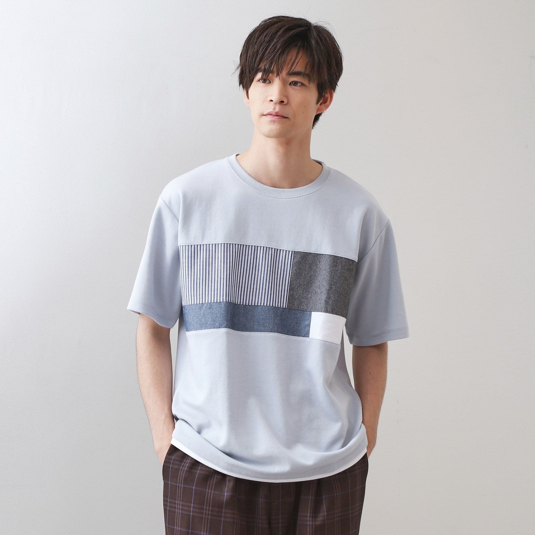 ザ ショップ ティーケー(メンズ) THE SHOP TK(Men) パネル切替半袖Tシャツ （オフホワイト(003)） オフホワイト(003)