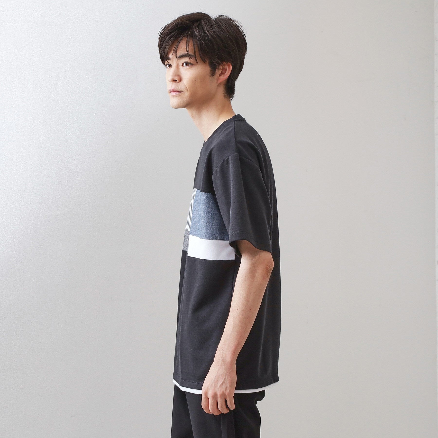 ザ ショップ ティーケー(メンズ) THE SHOP TK(Men) パネル切替半袖Tシャツ （オフホワイト(003)） オフホワイト(003)