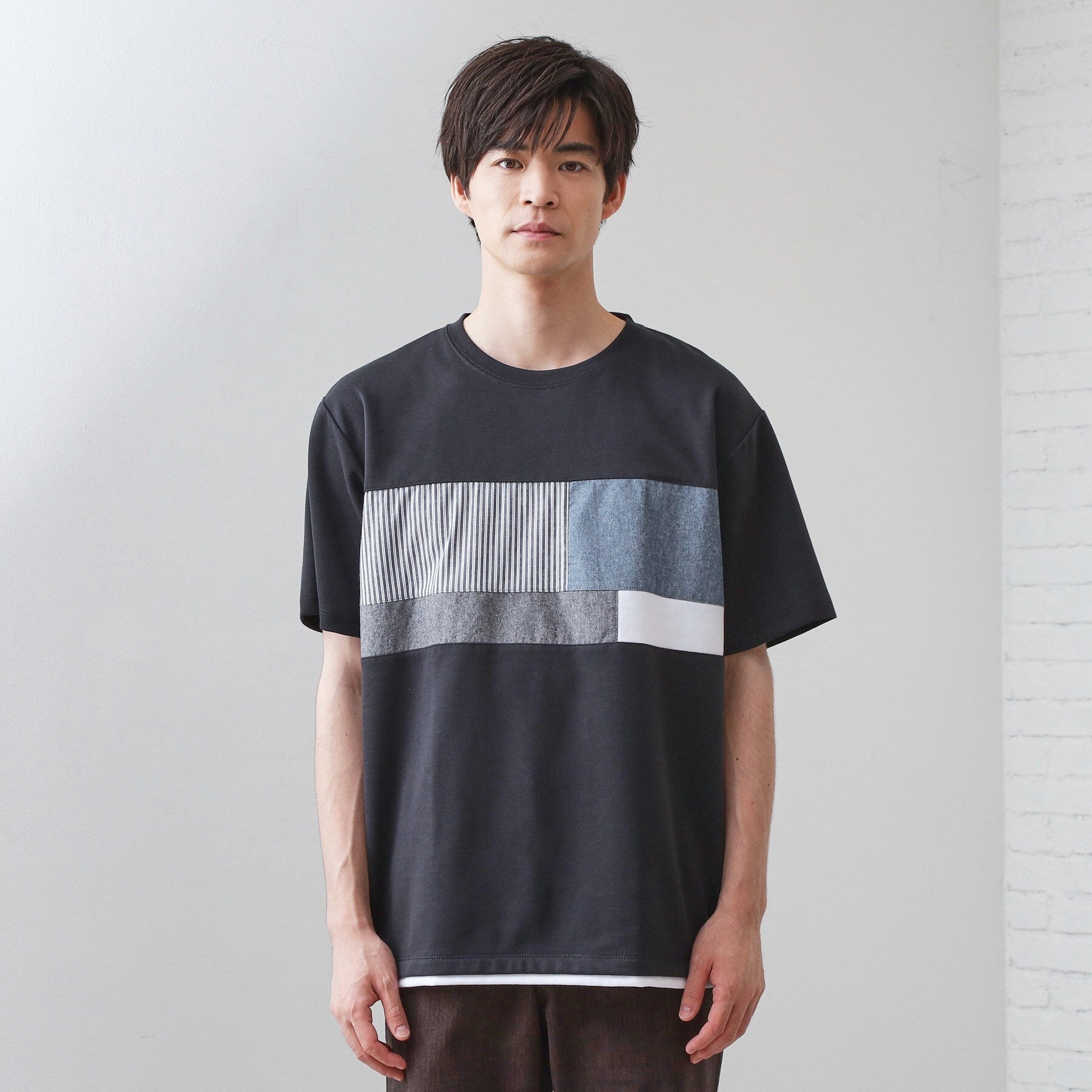 ザ ショップ ティーケー(メンズ) THE SHOP TK(Men) パネル切替半袖Tシャツ （オフホワイト(003)） オフホワイト(003)