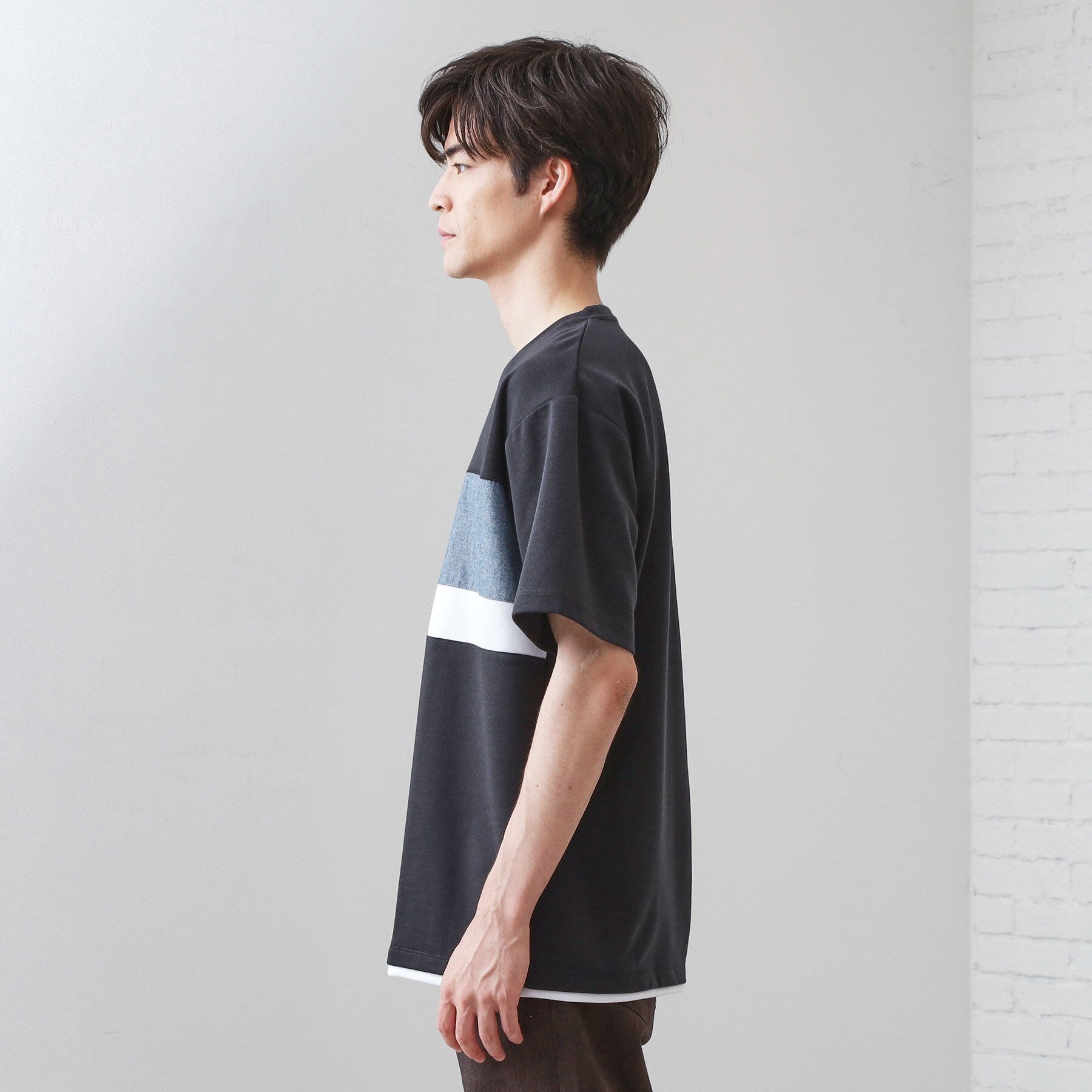 ザ ショップ ティーケー(メンズ) THE SHOP TK(Men) パネル切替半袖Tシャツ （オフホワイト(003)） オフホワイト(003)