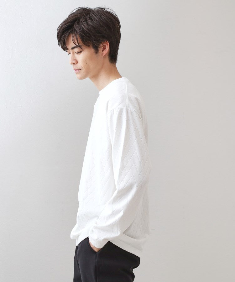 ザ ショップ ティーケー(メンズ) THE SHOP TK(Men) リサイクルリンクスジオメトリック長袖Tシャツ （オフホワイト(003)） オフホワイト(003)