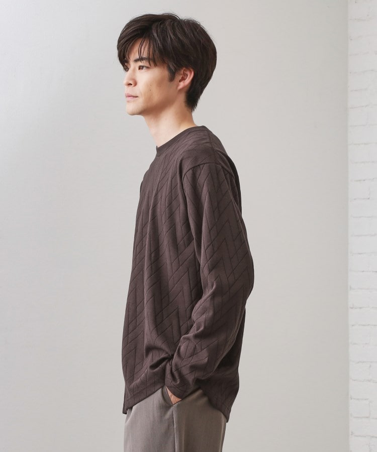 ザ ショップ ティーケー(メンズ) THE SHOP TK(Men) リサイクルリンクスジオメトリック長袖Tシャツ （オフホワイト(003)） オフホワイト(003)