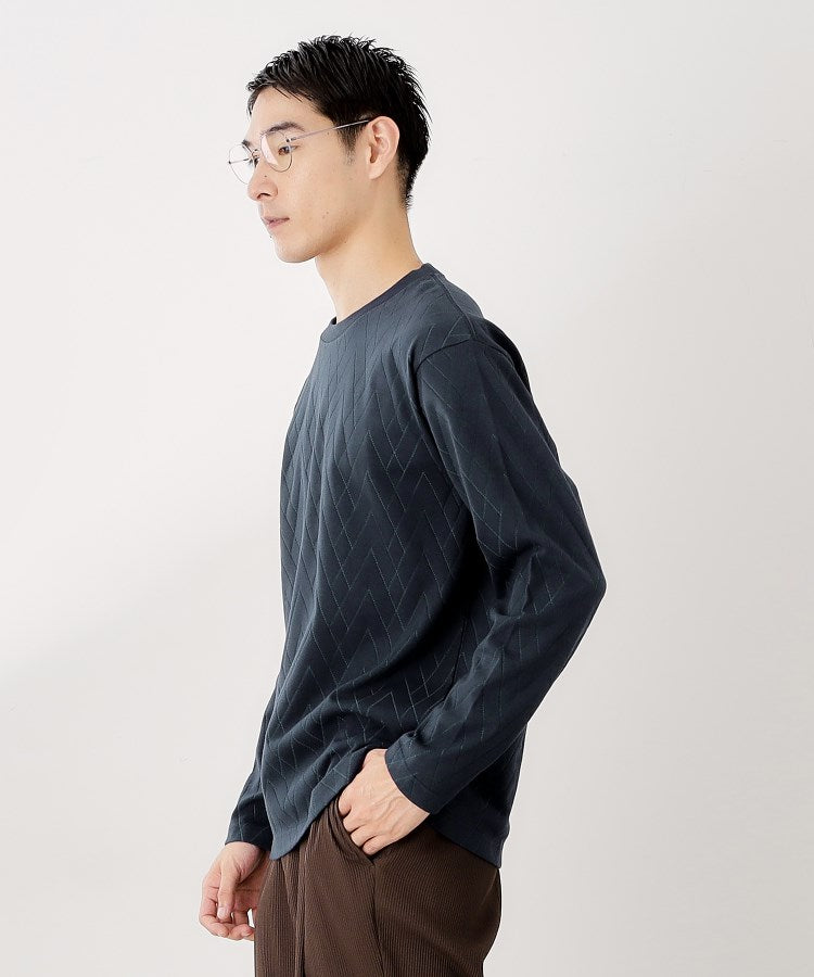 ザ ショップ ティーケー(メンズ) THE SHOP TK(Men) リサイクルリンクスジオメトリック長袖Tシャツ （オフホワイト(003)） オフホワイト(003)