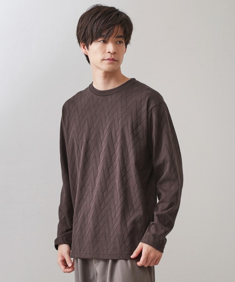 ザ ショップ ティーケー(メンズ) THE SHOP TK(Men) リサイクルリンクスジオメトリック長袖Tシャツ （オフホワイト(003)） オフホワイト(003)