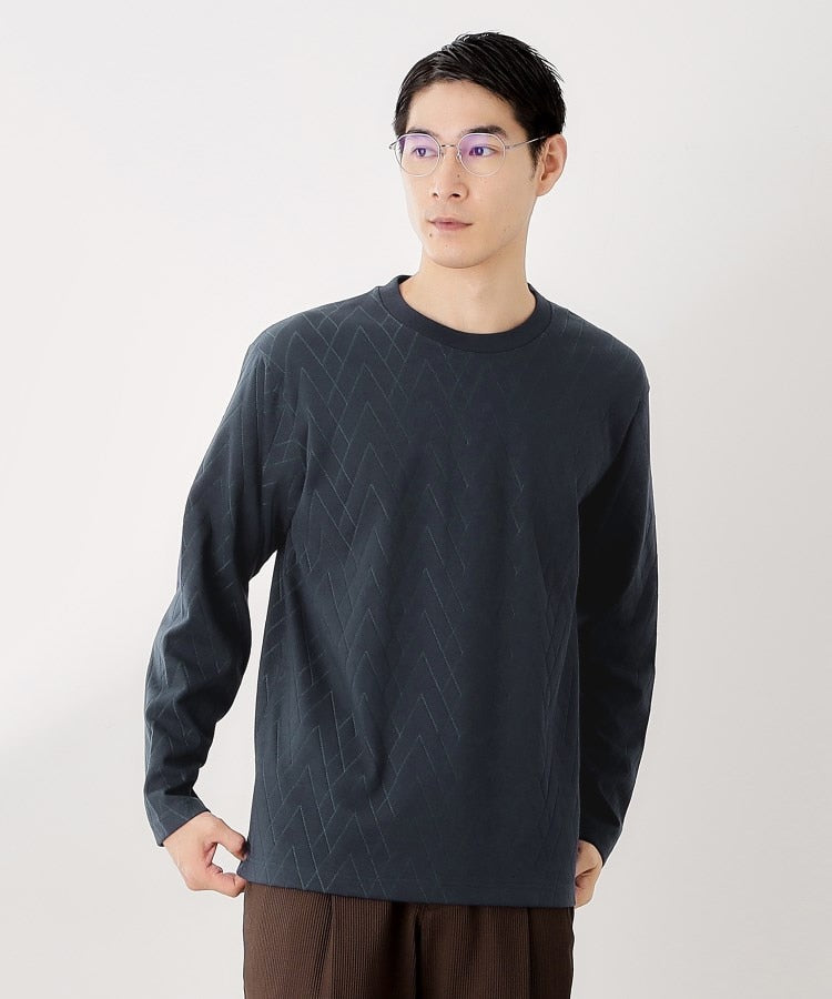 ザ ショップ ティーケー(メンズ) THE SHOP TK(Men) リサイクルリンクスジオメトリック長袖Tシャツ （オフホワイト(003)） オフホワイト(003)