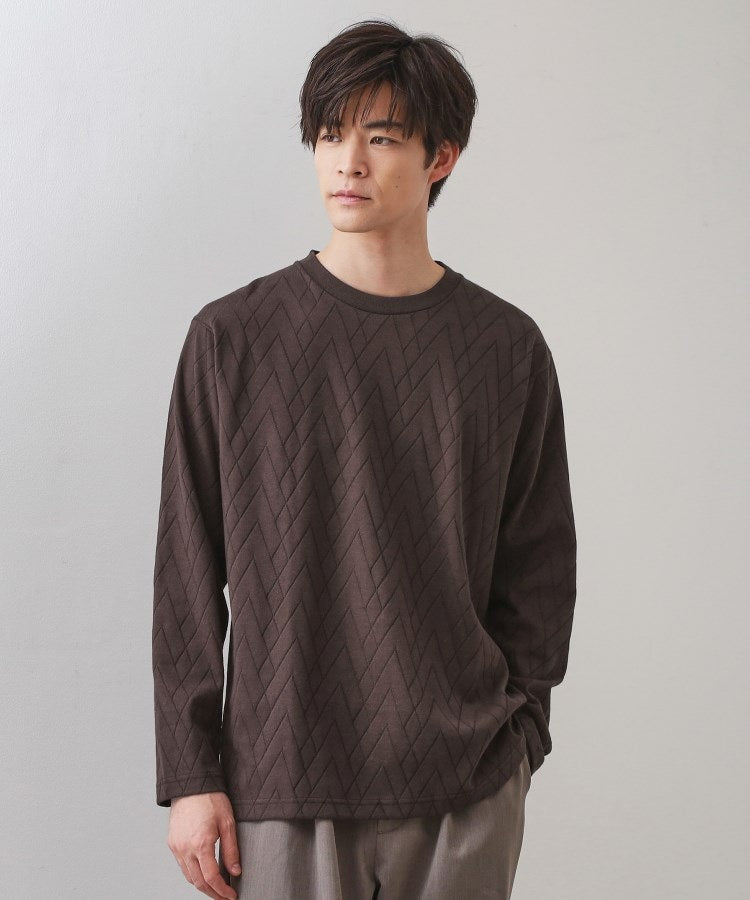 ザ ショップ ティーケー(メンズ) THE SHOP TK(Men) リサイクルリンクスジオメトリック長袖Tシャツ （オフホワイト(003)） オフホワイト(003)